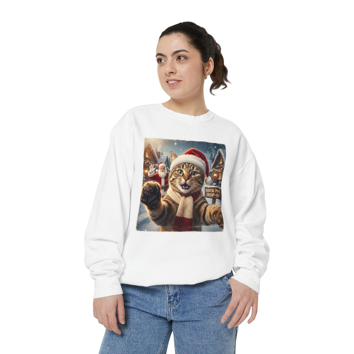 Shop Funny Festive Santa Cat Christmas Sweatshirt for Casual Outfits, a cozy, playful pick for holiday parties, lounging, and seasonal style. Add feline festive flair with the Festive Santa Cat Christmas Sweatshirt for Casual Outfits, perfect for cozy winter looks and holiday fun. Buy Festive Santa Cat Christmas Sweatshirt for Casual Outfits—soft, cheerful holiday wear made for gift giving and everyday comfort.