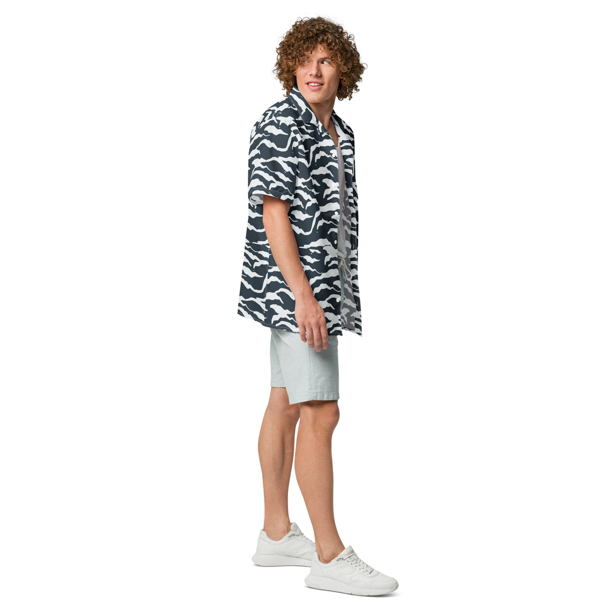 Shop Unique Camo Pattern Button Shirt in Wavy Organic Stripes Casual Wear for an artful take on camouflage, designed to elevate casual outfits. Order Camo Pattern Button Shirt in Wavy Organic Stripes, a bold, versatile layer that brings standout texture to everyday looks. Purchase Camo Pattern Button Shirt in Wavy Organic Stripes—an expressive statement piece with a fresh, modern camouflage feel.