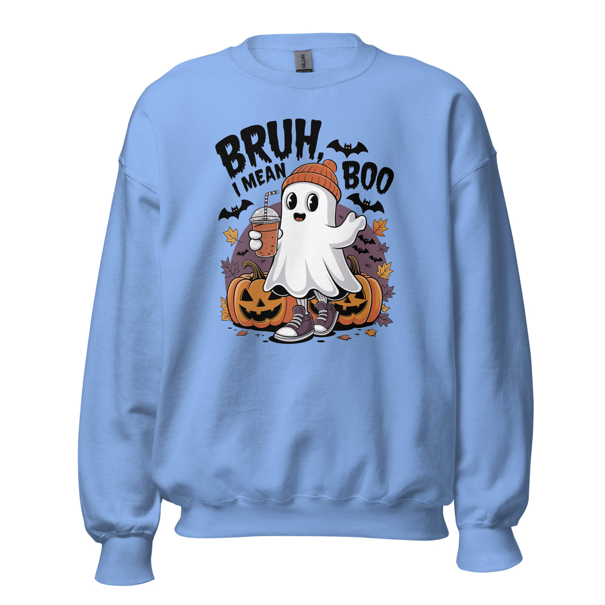 Shop Funny Bruh Mean Boo Halloween Ghost Crewneck Sweatshirt Festive Wear Online