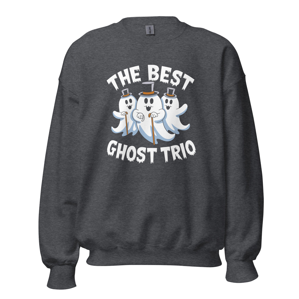 Celebrate spooky season in The Best Ghost Trio Halloween Crewneck Sweatshirt—a playful, cozy pick for Halloween looks, parties, and gifts.