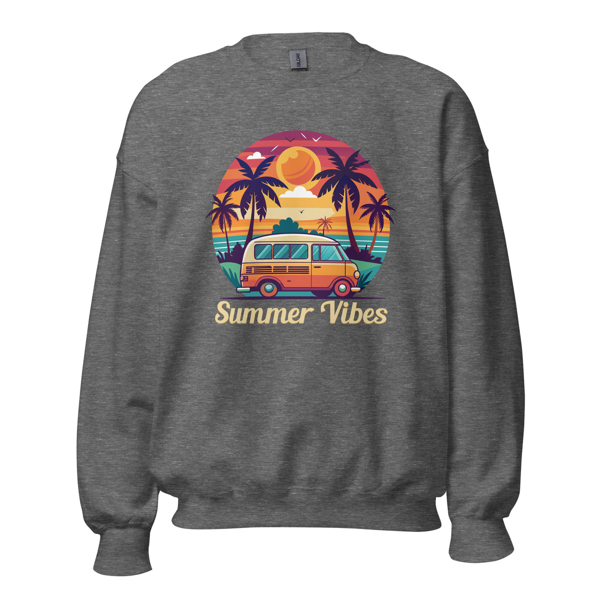 Embrace sunny-day style with the Summer Vibes Sunset Van Crewneck Sweatshirt for Casual Wear—soft, cozy, and perfect for relaxed outings.