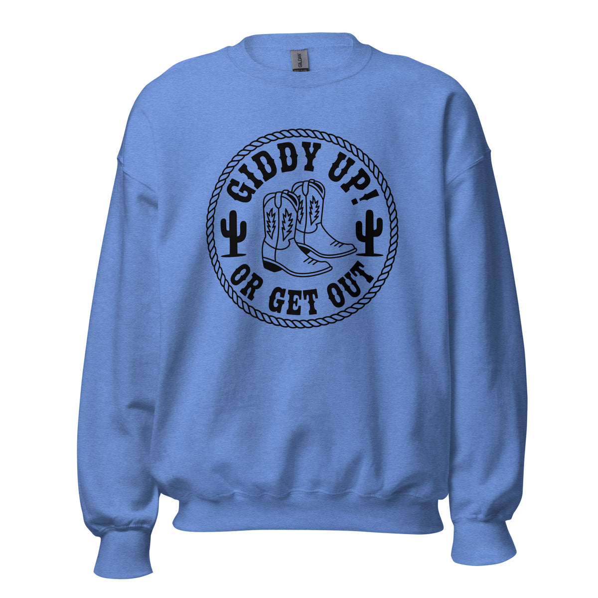 Buy Giddy Up or Get Out Cowboy Boots Sweatshirt—an easygoing, Western-inspired essential made for bold country style.