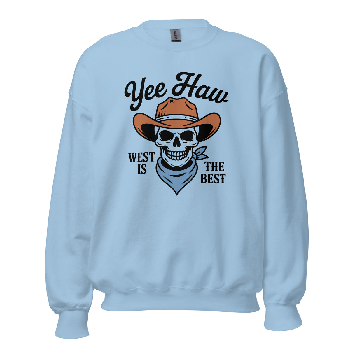 Shop Yee Haw West Is the Best Cowboy Skull Sweatshirt for bold Western style, soft everyday comfort, and a striking graphic look.