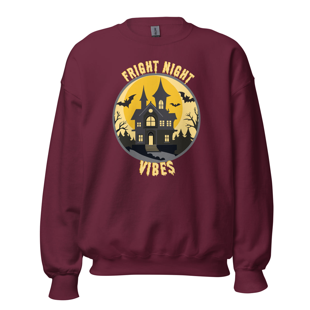 Shop the Fright Night Vibes Halloween Crewneck Sweatshirt for a comfy, spooky statement piece made for haunted fun and fall festivities.