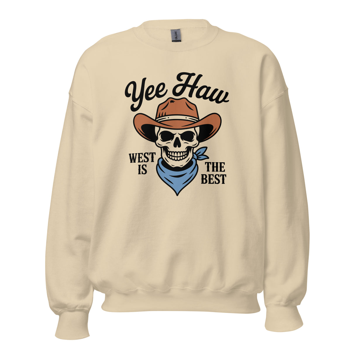 Shop Yee Haw West Is the Best Cowboy Skull Sweatshirt, made for Western-inspired outfits with comfortable, standout style.
