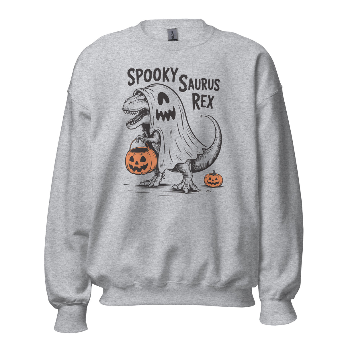 Shop the Spooky Saurus Rex Dinosaur Ghost Sweatshirt for Festive Wear, a cozy, fun layer for Halloween parties and autumn outings.