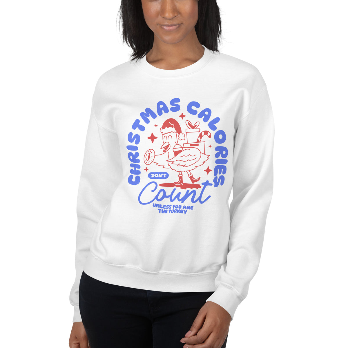 Shop Funny Christmas Calories Don't Count Turkey Sweatshirt Casual Wear for a fun, comfy way to show off your Thanksgiving and Christmas spirit. Make holiday meals more fun with a Christmas Calories Don't Count Turkey Sweatshirt—a cozy, playful pick for parties and gift giving. Celebrate the season in a Christmas Calories Don't Count Turkey Sweatshirt, perfect for festive feasts, cozy gatherings, and holiday laughs.