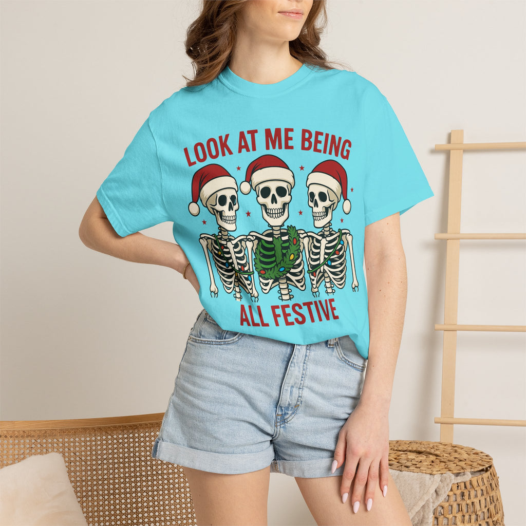 Shop Festive Skeletons Christmas Holiday T-Shirt Casual Wear for a fun, spooky seasonal look perfect for parties, gifting, and everyday style. Bring spooky cheer to your wardrobe with Festive Skeletons Christmas Holiday T-Shirt Casual Wear for relaxed seasonal celebrations. Buy Festive Skeletons Christmas Holiday T-Shirt Casual Wear, a playful choice for Christmas events, cozy gatherings, and casual outfits.