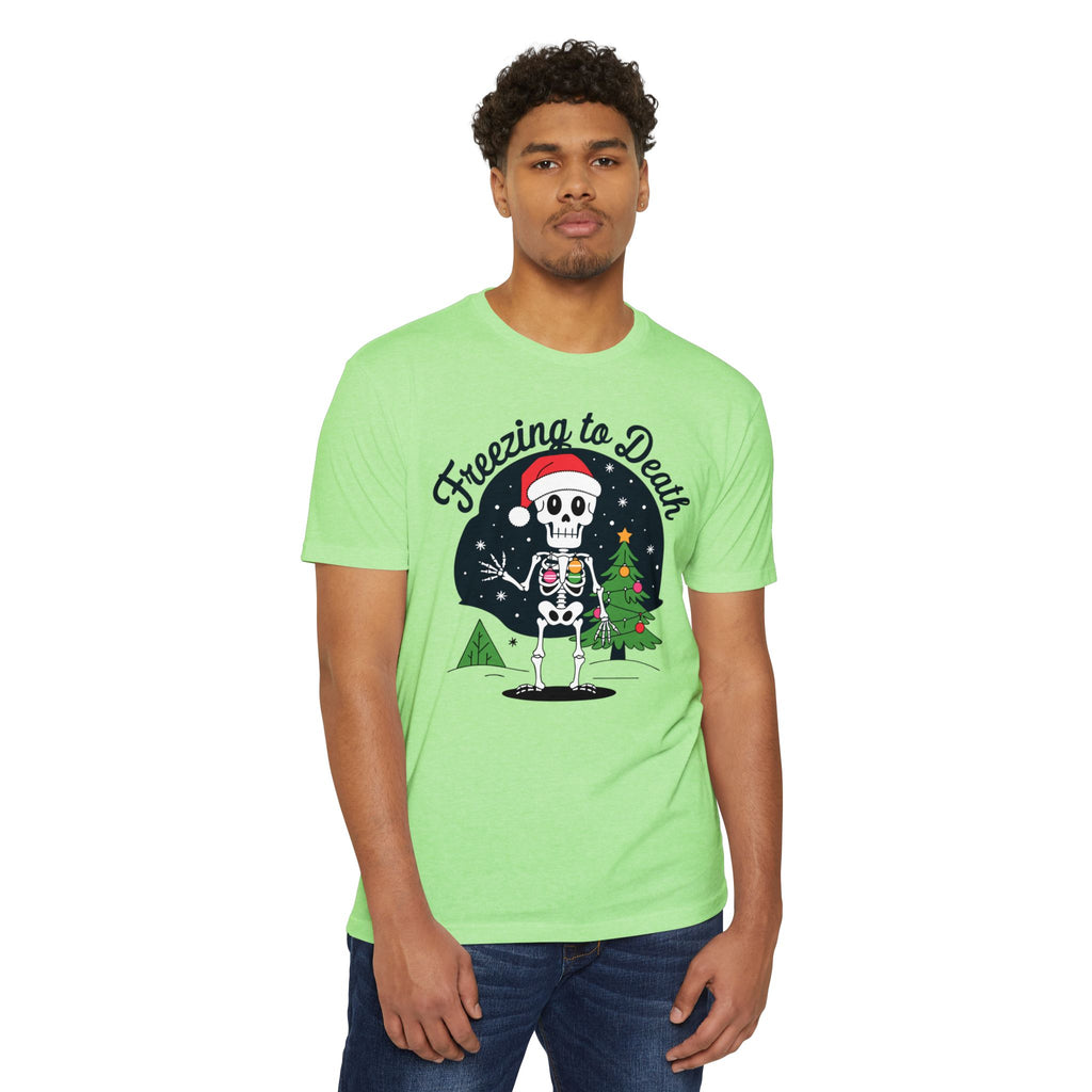 Freezing to Death Skeleton Christmas T-Shirt Casual Wear Add the Freezing to Death Skeleton Christmas T-Shirt Casual Wear to your wardrobe for a spooky, comfortable twist on holiday casual style. Shop Freezing to Death Skeleton Christmas T-Shirt Casual Wear for a darkly festive look, cozy comfort, and standout seasonal style. Buy Freezing to Death Skeleton Christmas T-Shirt Casual Wear, a bold holiday graphic tee for relaxed outfits and eerie festive fun.