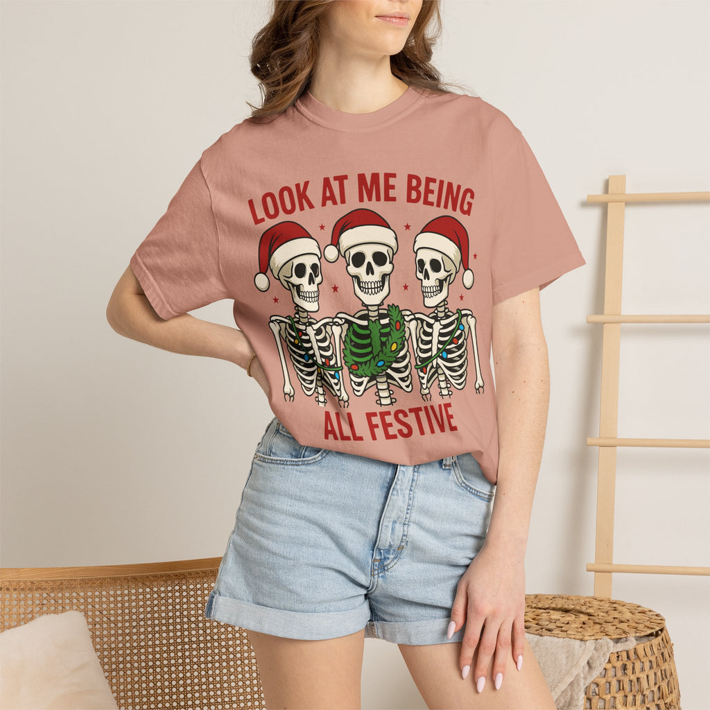 Shop Festive Skeletons Christmas Holiday T-Shirt Casual Wear for a fun, spooky seasonal look perfect for parties, gifting, and everyday style. Bring spooky cheer to your wardrobe with Festive Skeletons Christmas Holiday T-Shirt Casual Wear for relaxed seasonal celebrations. Buy Festive Skeletons Christmas Holiday T-Shirt Casual Wear, a playful choice for Christmas events, cozy gatherings, and casual outfits.
