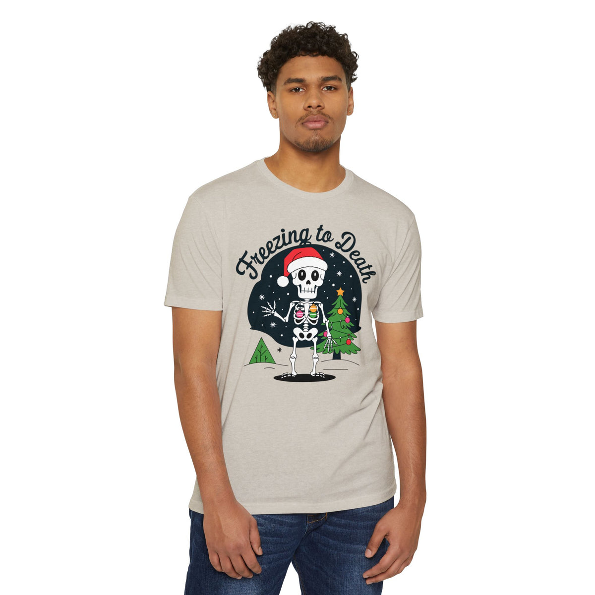 Freezing to Death Skeleton Christmas T-Shirt Casual Wear Add the Freezing to Death Skeleton Christmas T-Shirt Casual Wear to your wardrobe for a spooky, comfortable twist on holiday casual style. Shop Freezing to Death Skeleton Christmas T-Shirt Casual Wear for a darkly festive look, cozy comfort, and standout seasonal style. Buy Freezing to Death Skeleton Christmas T-Shirt Casual Wear, a bold holiday graphic tee for relaxed outfits and eerie festive fun.