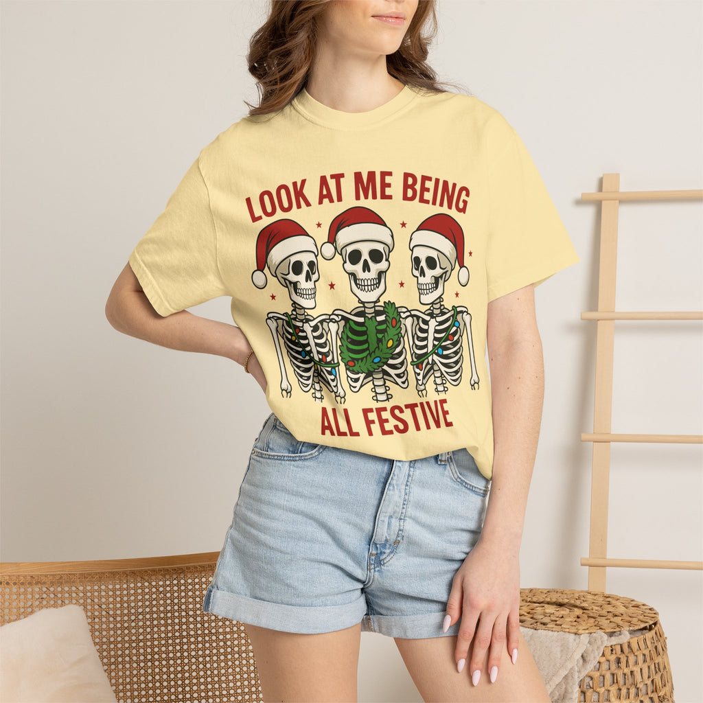 Shop Festive Skeletons Christmas Holiday T-Shirt Casual Wear for a fun, spooky seasonal look perfect for parties, gifting, and everyday style. Bring spooky cheer to your wardrobe with Festive Skeletons Christmas Holiday T-Shirt Casual Wear for relaxed seasonal celebrations. Buy Festive Skeletons Christmas Holiday T-Shirt Casual Wear, a playful choice for Christmas events, cozy gatherings, and casual outfits.