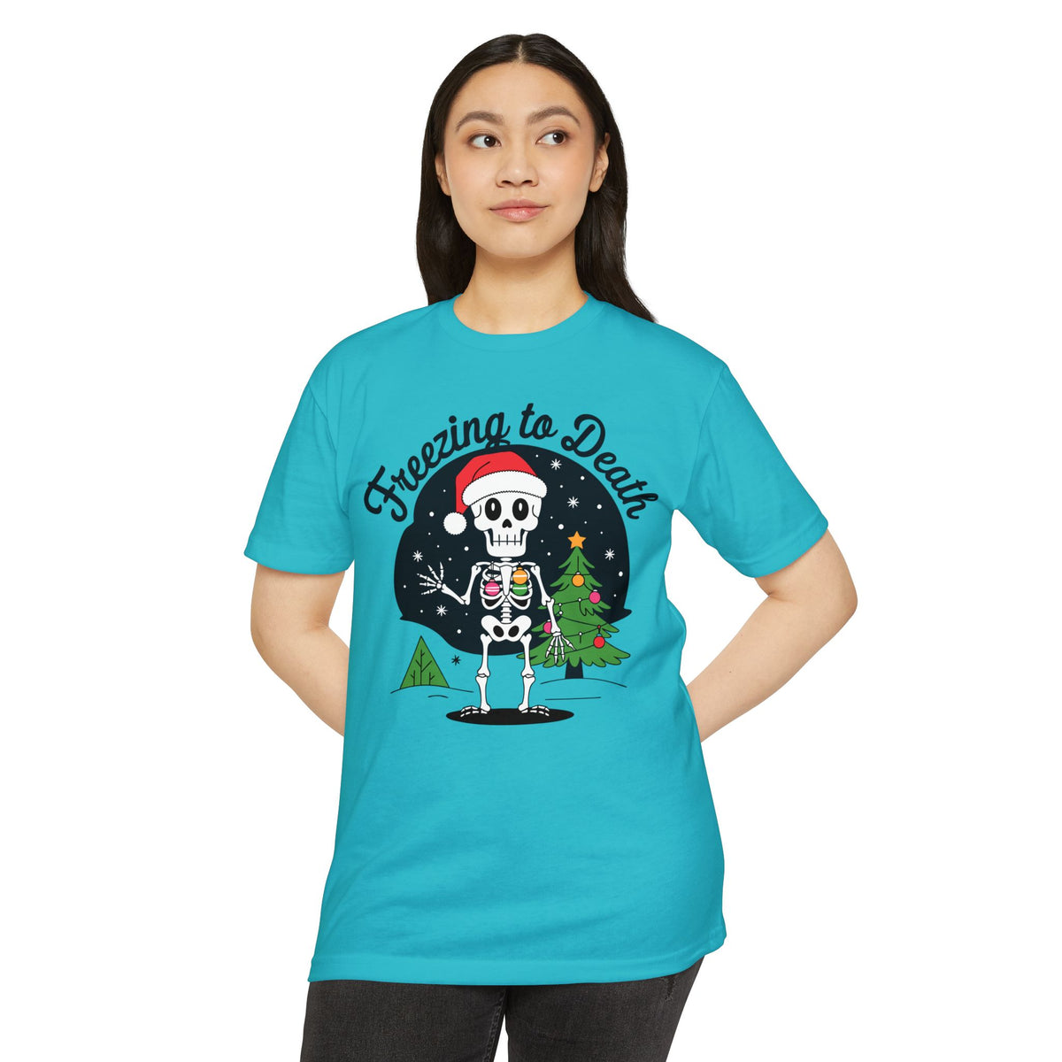 Freezing to Death Skeleton Christmas T-Shirt Casual Wear Add the Freezing to Death Skeleton Christmas T-Shirt Casual Wear to your wardrobe for a spooky, comfortable twist on holiday casual style. Shop Freezing to Death Skeleton Christmas T-Shirt Casual Wear for a darkly festive look, cozy comfort, and standout seasonal style. Buy Freezing to Death Skeleton Christmas T-Shirt Casual Wear, a bold holiday graphic tee for relaxed outfits and eerie festive fun.