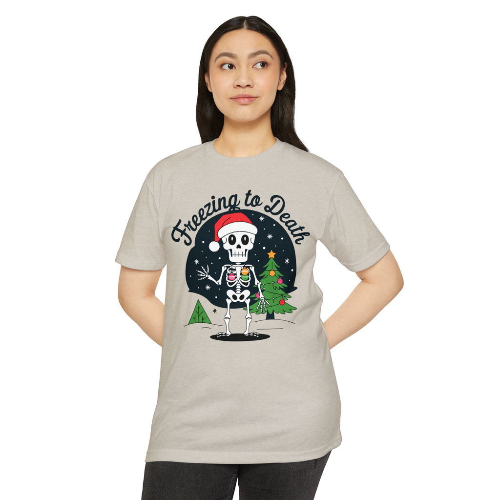 Freezing to Death Skeleton Christmas T-Shirt Casual Wear Add the Freezing to Death Skeleton Christmas T-Shirt Casual Wear to your wardrobe for a spooky, comfortable twist on holiday casual style. Shop Freezing to Death Skeleton Christmas T-Shirt Casual Wear for a darkly festive look, cozy comfort, and standout seasonal style. Buy Freezing to Death Skeleton Christmas T-Shirt Casual Wear, a bold holiday graphic tee for relaxed outfits and eerie festive fun.