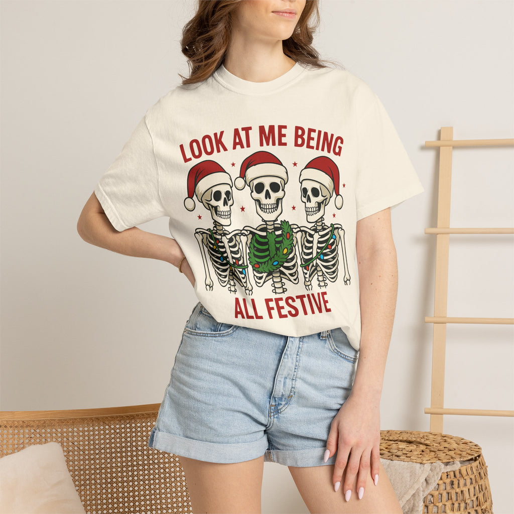 Shop Festive Skeletons Christmas Holiday T-Shirt Casual Wear for a fun, spooky seasonal look perfect for parties, gifting, and everyday style. Bring spooky cheer to your wardrobe with Festive Skeletons Christmas Holiday T-Shirt Casual Wear for relaxed seasonal celebrations. Buy Festive Skeletons Christmas Holiday T-Shirt Casual Wear, a playful choice for Christmas events, cozy gatherings, and casual outfits.