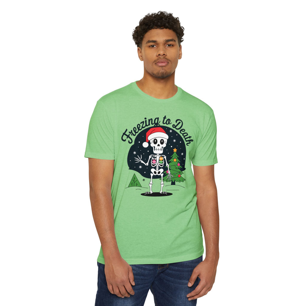 Freezing to Death Skeleton Christmas T-Shirt Casual Wear Add the Freezing to Death Skeleton Christmas T-Shirt Casual Wear to your wardrobe for a spooky, comfortable twist on holiday casual style. Shop Freezing to Death Skeleton Christmas T-Shirt Casual Wear for a darkly festive look, cozy comfort, and standout seasonal style. Buy Freezing to Death Skeleton Christmas T-Shirt Casual Wear, a bold holiday graphic tee for relaxed outfits and eerie festive fun.