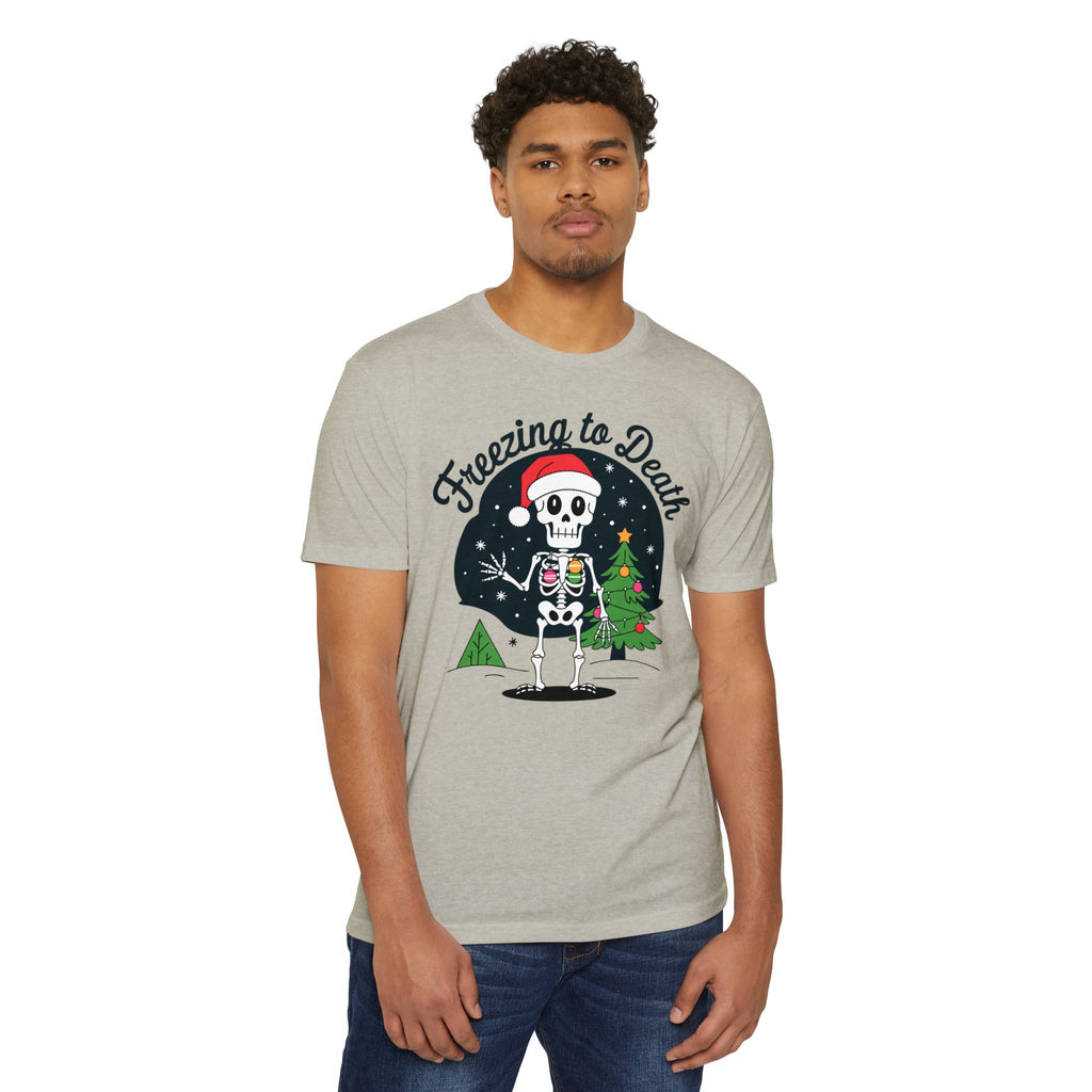 Freezing to Death Skeleton Christmas T-Shirt Casual Wear Add the Freezing to Death Skeleton Christmas T-Shirt Casual Wear to your wardrobe for a spooky, comfortable twist on holiday casual style. Shop Freezing to Death Skeleton Christmas T-Shirt Casual Wear for a darkly festive look, cozy comfort, and standout seasonal style. Buy Freezing to Death Skeleton Christmas T-Shirt Casual Wear, a bold holiday graphic tee for relaxed outfits and eerie festive fun.