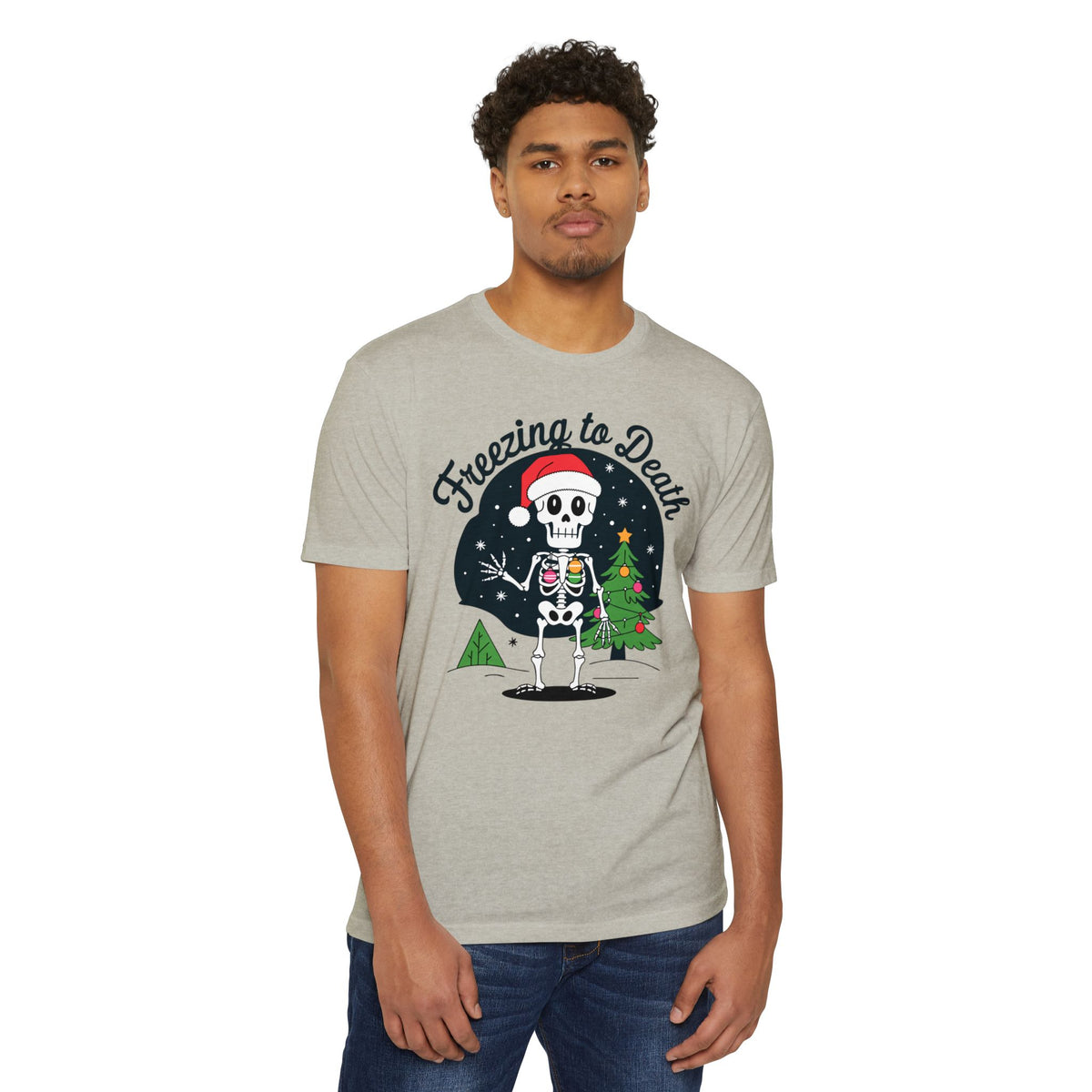 Freezing to Death Skeleton Christmas T-Shirt Casual Wear Add the Freezing to Death Skeleton Christmas T-Shirt Casual Wear to your wardrobe for a spooky, comfortable twist on holiday casual style. Shop Freezing to Death Skeleton Christmas T-Shirt Casual Wear for a darkly festive look, cozy comfort, and standout seasonal style. Buy Freezing to Death Skeleton Christmas T-Shirt Casual Wear, a bold holiday graphic tee for relaxed outfits and eerie festive fun.