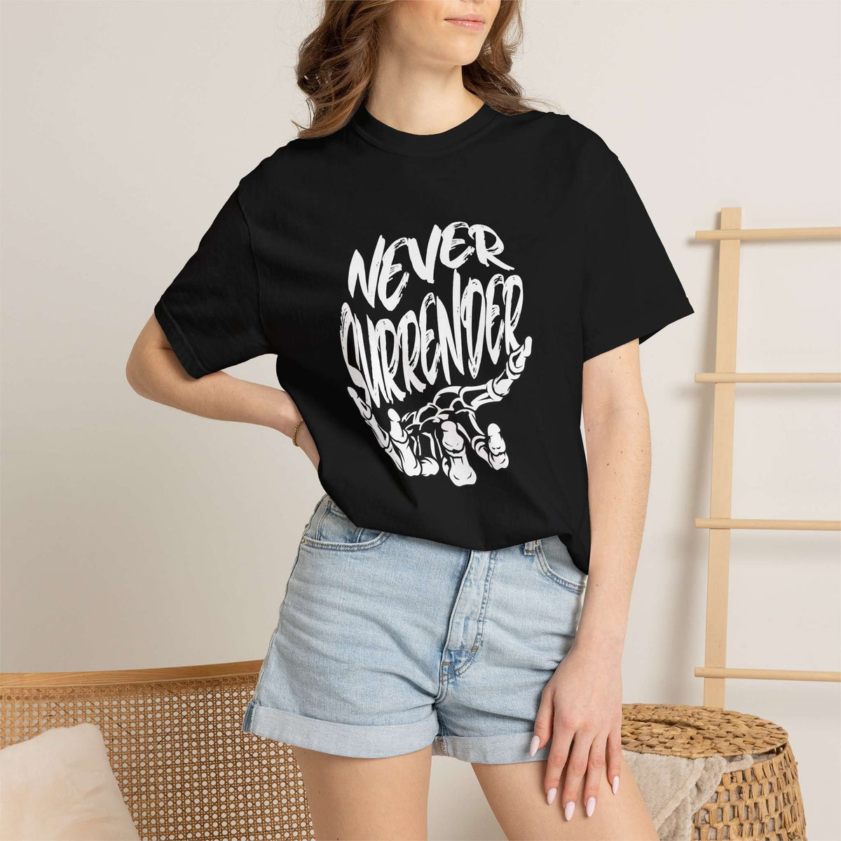 Make a statement in the Never Surrender Motivational Skull Graphic T-Shirt Casual Wear, designed for determined minds and fearless everyday style. Shop the Never Surrender Motivational Skull Graphic T-Shirt for a bold, resilient look that inspires confidence wherever you go. Buy the Never Surrender Motivational Skull Graphic T-Shirt, a powerful graphic tee for rebels, fighters, and dream chasers.