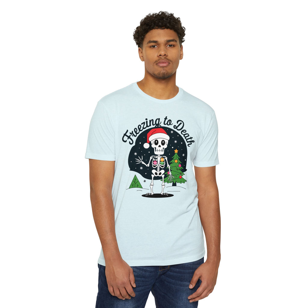 Freezing to Death Skeleton Christmas T-Shirt Casual Wear Add the Freezing to Death Skeleton Christmas T-Shirt Casual Wear to your wardrobe for a spooky, comfortable twist on holiday casual style. Shop Freezing to Death Skeleton Christmas T-Shirt Casual Wear for a darkly festive look, cozy comfort, and standout seasonal style. Buy Freezing to Death Skeleton Christmas T-Shirt Casual Wear, a bold holiday graphic tee for relaxed outfits and eerie festive fun.