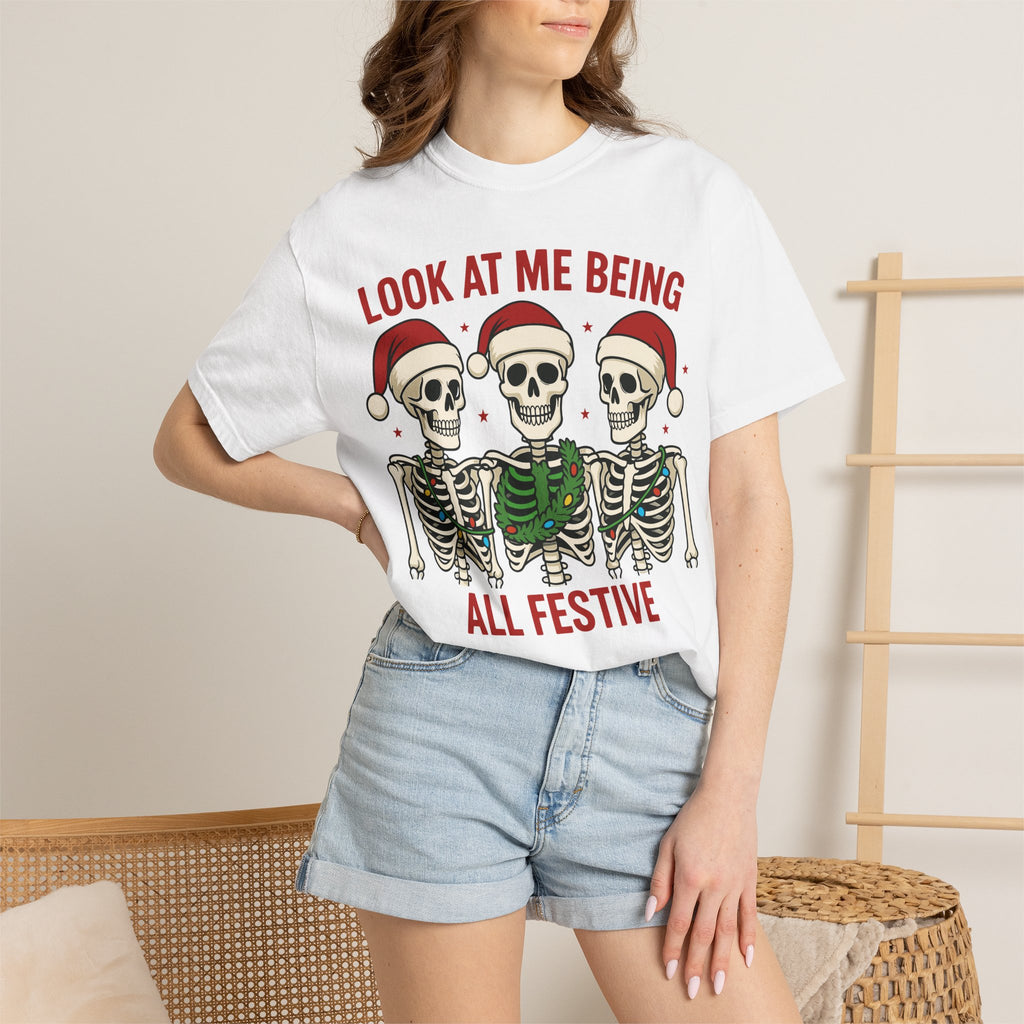 Shop Festive Skeletons Christmas Holiday T-Shirt Casual Wear for a fun, spooky seasonal look perfect for parties, gifting, and everyday style. Bring spooky cheer to your wardrobe with Festive Skeletons Christmas Holiday T-Shirt Casual Wear for relaxed seasonal celebrations. Buy Festive Skeletons Christmas Holiday T-Shirt Casual Wear, a playful choice for Christmas events, cozy gatherings, and casual outfits.