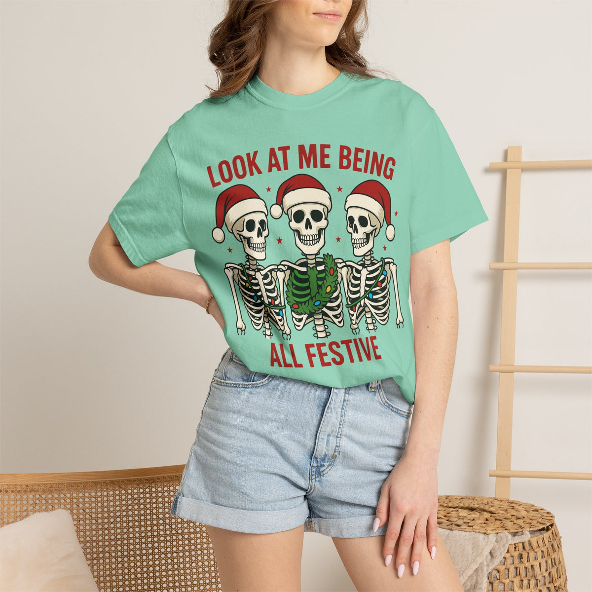 Shop Festive Skeletons Christmas Holiday T-Shirt Casual Wear for a fun, spooky seasonal look perfect for parties, gifting, and everyday style. Bring spooky cheer to your wardrobe with Festive Skeletons Christmas Holiday T-Shirt Casual Wear for relaxed seasonal celebrations. Buy Festive Skeletons Christmas Holiday T-Shirt Casual Wear, a playful choice for Christmas events, cozy gatherings, and casual outfits.