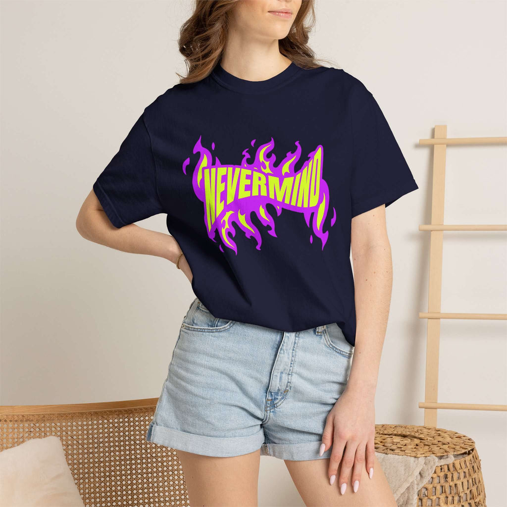 Never Mind Flames Typography Lettering T-Shirt Casual Wear Shop the Never Mind Flames Typography Lettering T-Shirt Casual Wear, featuring bold flame-inspired graphics and an easy everyday fit. Elevate your look with the Never Mind Flames Typography Lettering T-Shirt Casual Wear, a bold graphic tee for standout street style. Never Mind Flames Typography Lettering T-Shirt Casual Wear, blending fiery graphics with relaxed comfort for casual outfits and everyday streetwear.