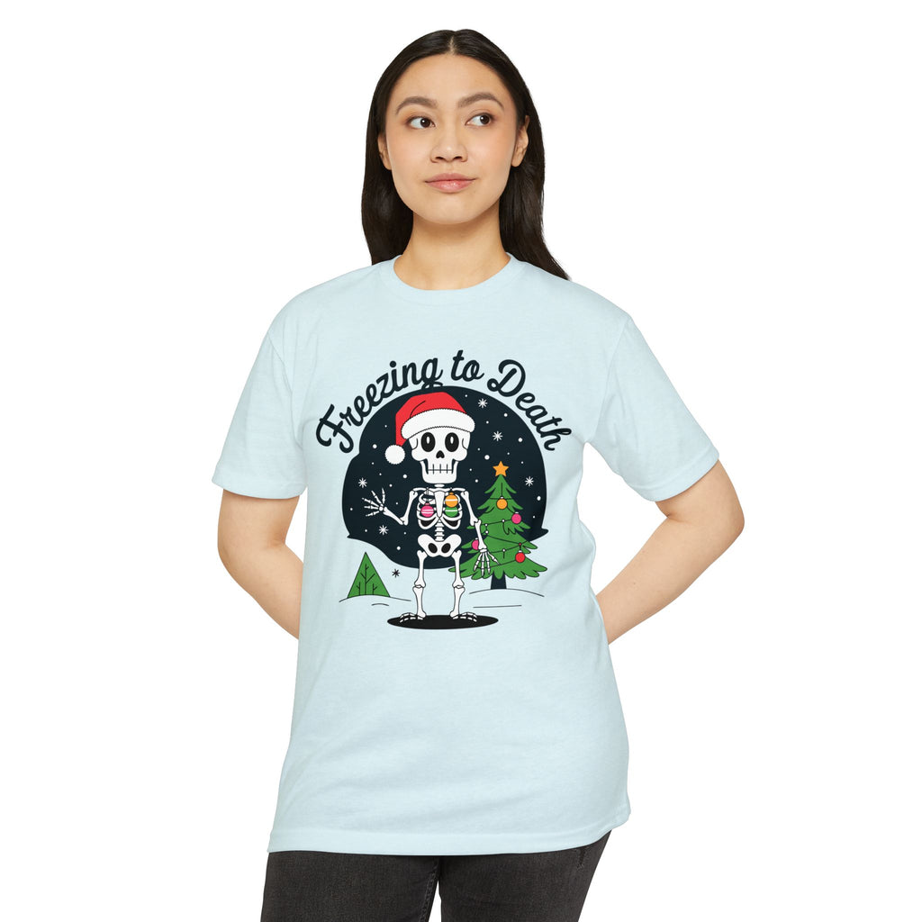 Freezing to Death Skeleton Christmas T-Shirt Casual Wear Add the Freezing to Death Skeleton Christmas T-Shirt Casual Wear to your wardrobe for a spooky, comfortable twist on holiday casual style. Shop Freezing to Death Skeleton Christmas T-Shirt Casual Wear for a darkly festive look, cozy comfort, and standout seasonal style. Buy Freezing to Death Skeleton Christmas T-Shirt Casual Wear, a bold holiday graphic tee for relaxed outfits and eerie festive fun.