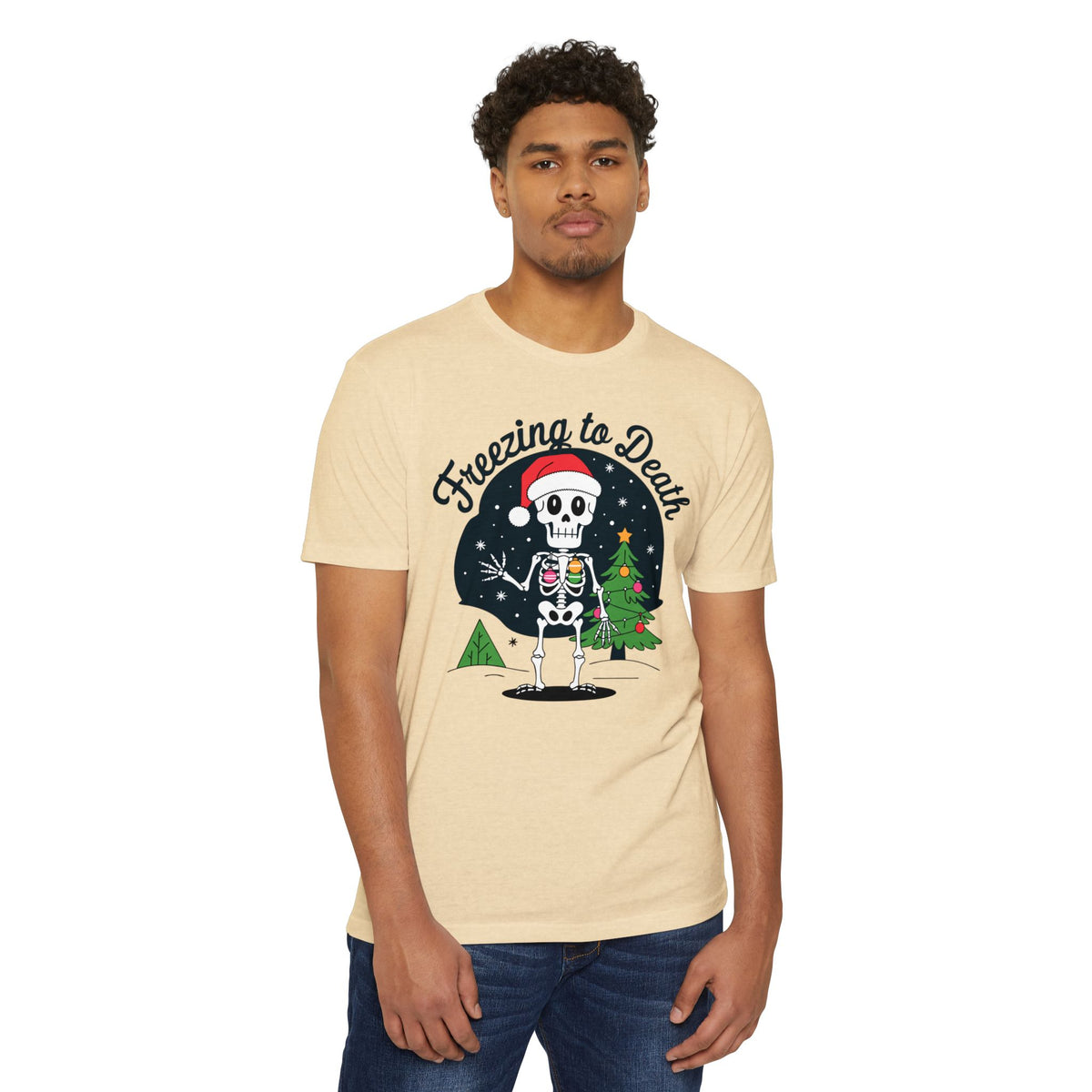 Freezing to Death Skeleton Christmas T-Shirt Casual Wear Add the Freezing to Death Skeleton Christmas T-Shirt Casual Wear to your wardrobe for a spooky, comfortable twist on holiday casual style. Shop Freezing to Death Skeleton Christmas T-Shirt Casual Wear for a darkly festive look, cozy comfort, and standout seasonal style. Buy Freezing to Death Skeleton Christmas T-Shirt Casual Wear, a bold holiday graphic tee for relaxed outfits and eerie festive fun.