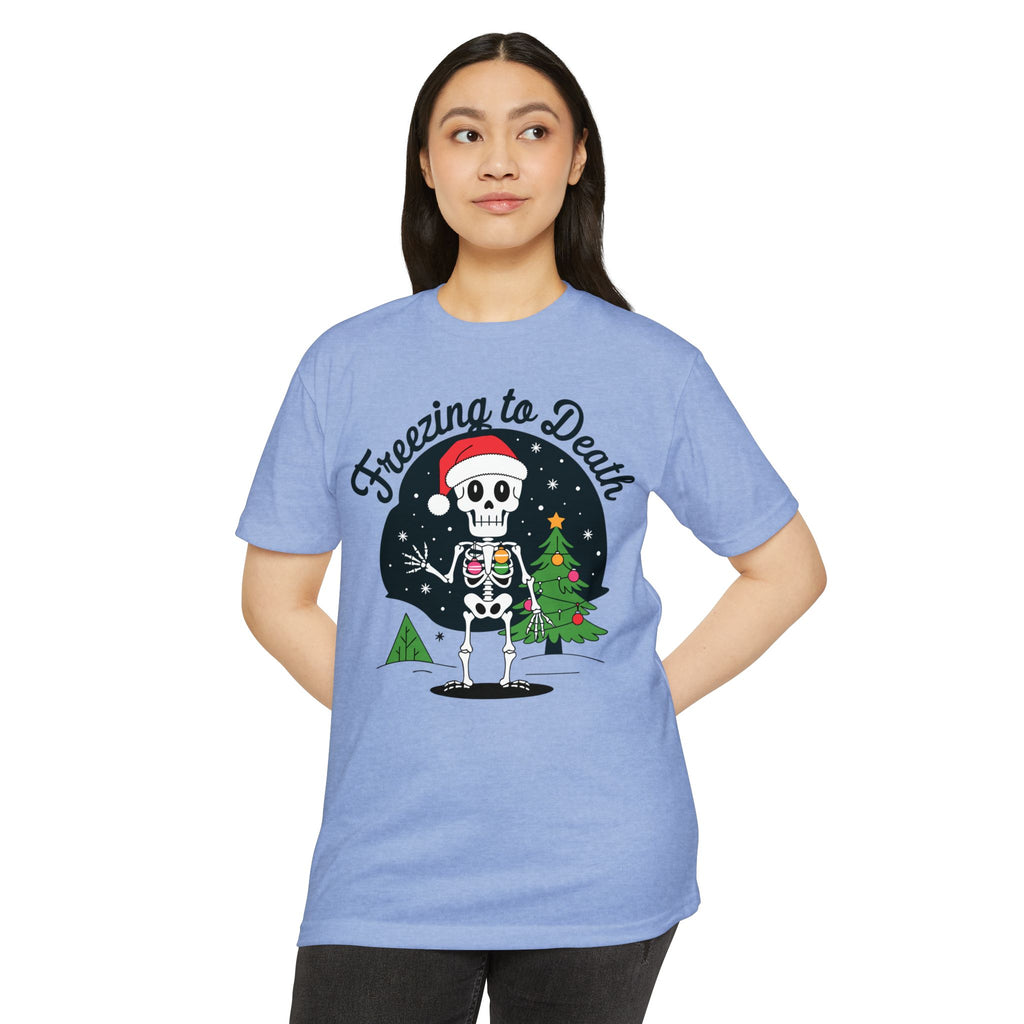 Freezing to Death Skeleton Christmas T-Shirt Casual Wear Add the Freezing to Death Skeleton Christmas T-Shirt Casual Wear to your wardrobe for a spooky, comfortable twist on holiday casual style. Shop Freezing to Death Skeleton Christmas T-Shirt Casual Wear for a darkly festive look, cozy comfort, and standout seasonal style. Buy Freezing to Death Skeleton Christmas T-Shirt Casual Wear, a bold holiday graphic tee for relaxed outfits and eerie festive fun.