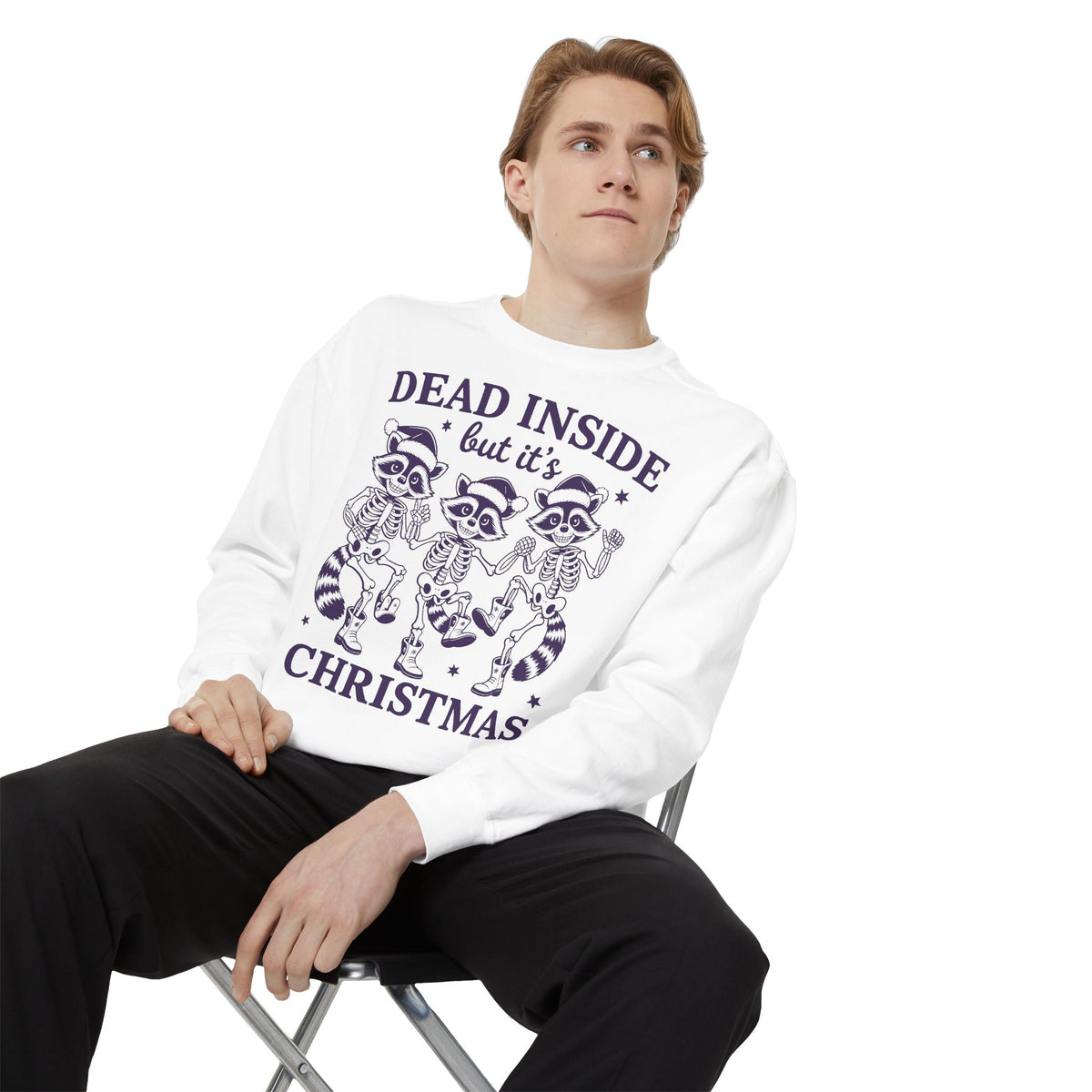 Shop Dead Inside Christmas Raccoon Skeleton Sweatshirt Casual Wear, a darkly festive layer for cozy holiday style, gifting, and winter comfort. Find your new favorite festive graphic: the Dead Inside Christmas Raccoon Skeleton Sweatshirt, made for merry misfits and winter days. Celebrate the season with the Dead Inside Christmas Raccoon Skeleton Sweatshirt—perfect for fans of spooky humor and cozy holiday looks.