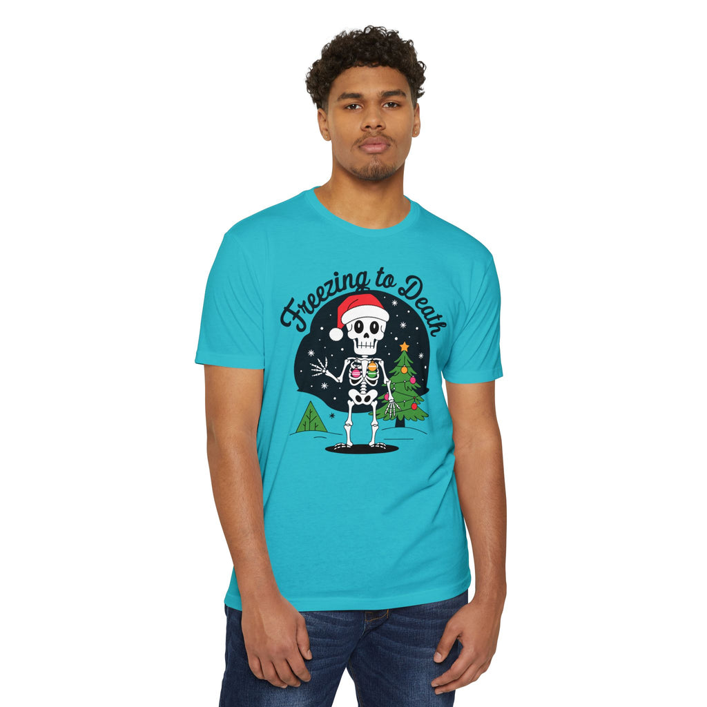 Freezing to Death Skeleton Christmas T-Shirt Casual Wear Add the Freezing to Death Skeleton Christmas T-Shirt Casual Wear to your wardrobe for a spooky, comfortable twist on holiday casual style. Shop Freezing to Death Skeleton Christmas T-Shirt Casual Wear for a darkly festive look, cozy comfort, and standout seasonal style. Buy Freezing to Death Skeleton Christmas T-Shirt Casual Wear, a bold holiday graphic tee for relaxed outfits and eerie festive fun.