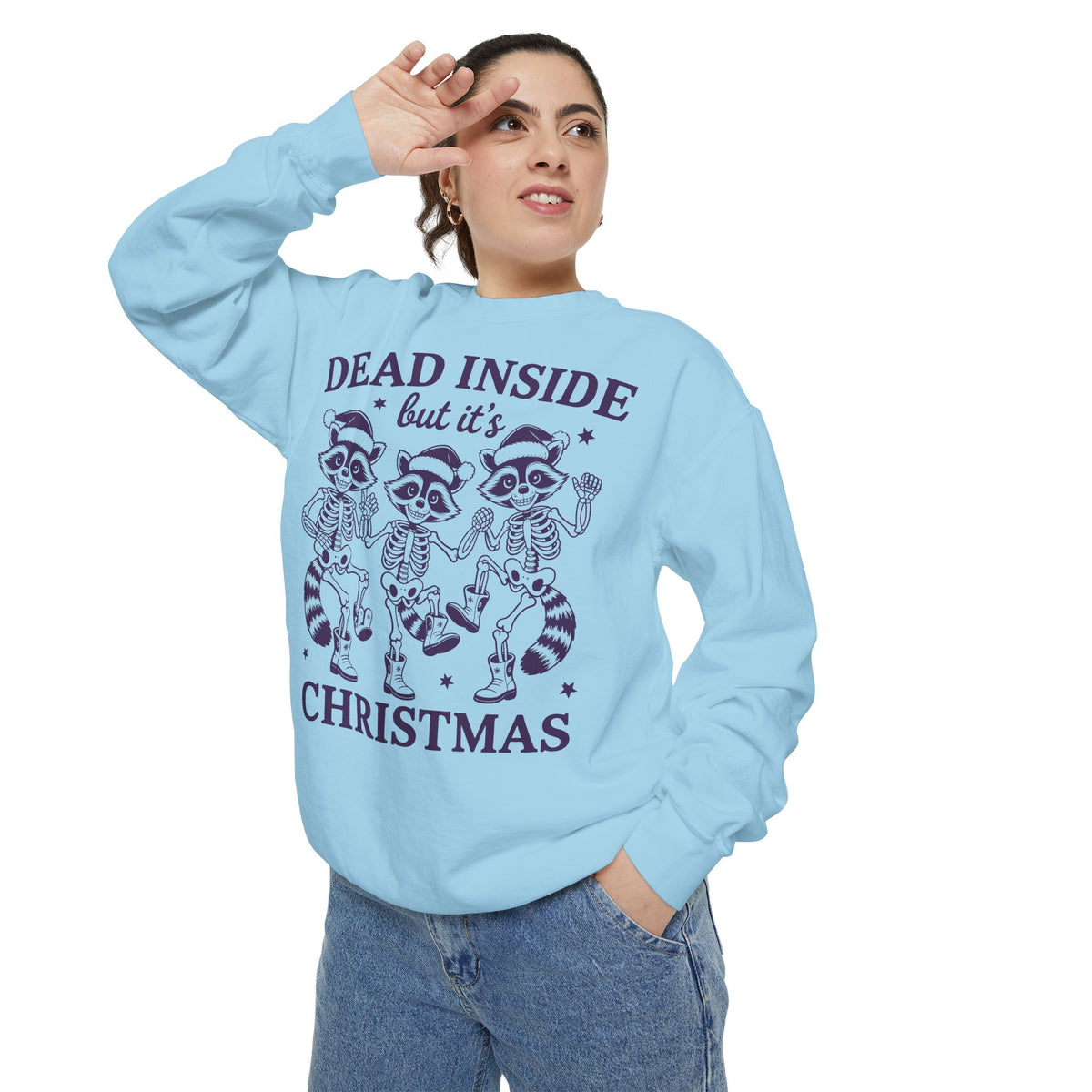 Shop Dead Inside Christmas Raccoon Skeleton Sweatshirt Casual Wear, a darkly festive layer for cozy holiday style, gifting, and winter comfort. Find your new favorite festive graphic: the Dead Inside Christmas Raccoon Skeleton Sweatshirt, made for merry misfits and winter days. Celebrate the season with the Dead Inside Christmas Raccoon Skeleton Sweatshirt—perfect for fans of spooky humor and cozy holiday looks.
