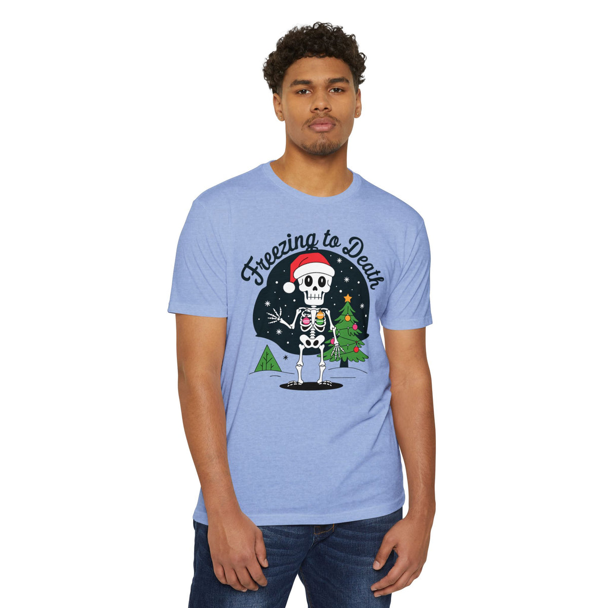 Freezing to Death Skeleton Christmas T-Shirt Casual Wear Add the Freezing to Death Skeleton Christmas T-Shirt Casual Wear to your wardrobe for a spooky, comfortable twist on holiday casual style. Shop Freezing to Death Skeleton Christmas T-Shirt Casual Wear for a darkly festive look, cozy comfort, and standout seasonal style. Buy Freezing to Death Skeleton Christmas T-Shirt Casual Wear, a bold holiday graphic tee for relaxed outfits and eerie festive fun.