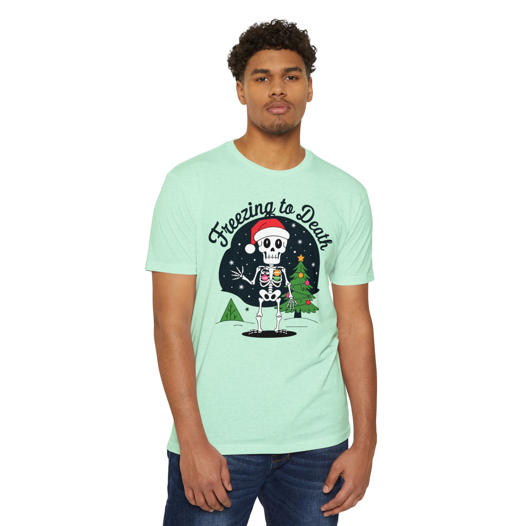 Freezing to Death Skeleton Christmas T-Shirt Casual Wear Add the Freezing to Death Skeleton Christmas T-Shirt Casual Wear to your wardrobe for a spooky, comfortable twist on holiday casual style. Shop Freezing to Death Skeleton Christmas T-Shirt Casual Wear for a darkly festive look, cozy comfort, and standout seasonal style. Buy Freezing to Death Skeleton Christmas T-Shirt Casual Wear, a bold holiday graphic tee for relaxed outfits and eerie festive fun.
