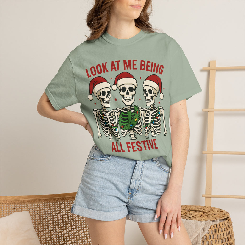 Shop Festive Skeletons Christmas Holiday T-Shirt Casual Wear for a fun, spooky seasonal look perfect for parties, gifting, and everyday style. Bring spooky cheer to your wardrobe with Festive Skeletons Christmas Holiday T-Shirt Casual Wear for relaxed seasonal celebrations. Buy Festive Skeletons Christmas Holiday T-Shirt Casual Wear, a playful choice for Christmas events, cozy gatherings, and casual outfits.