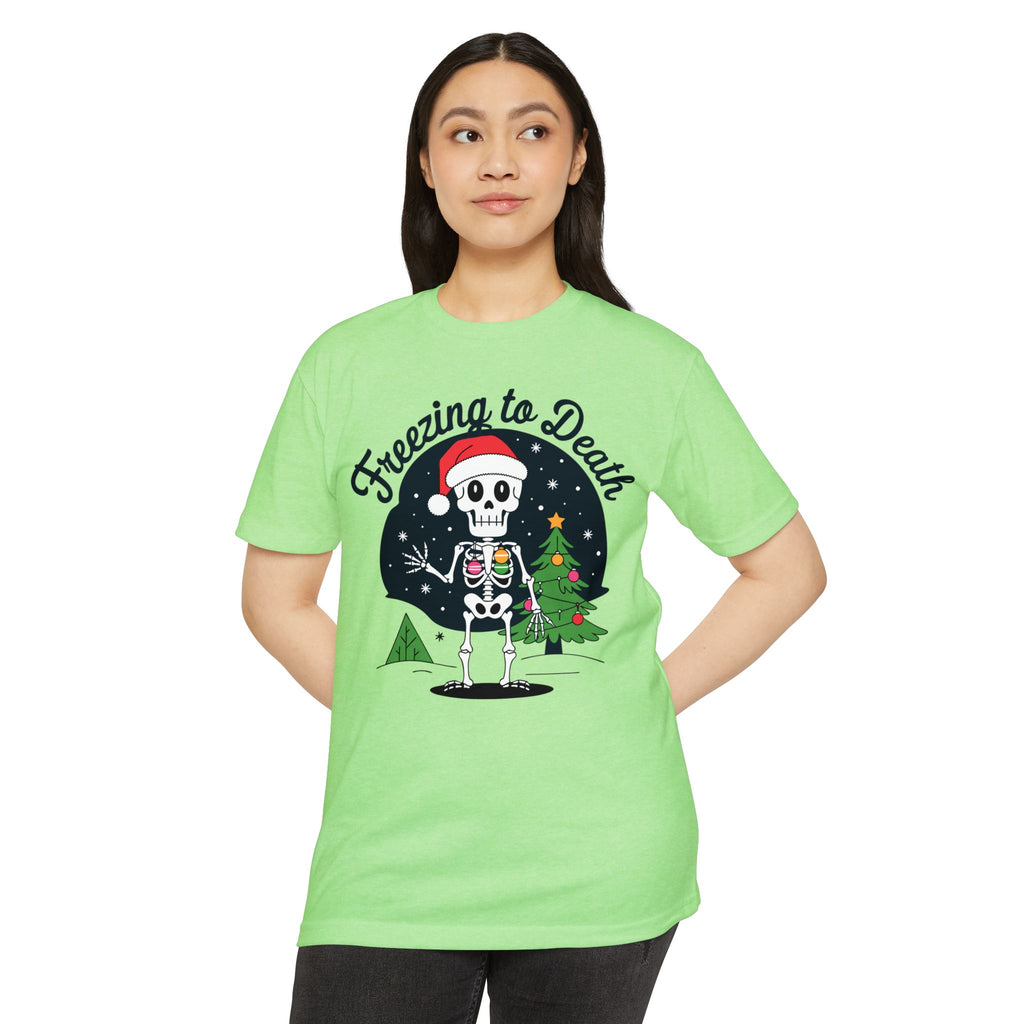 Freezing to Death Skeleton Christmas T-Shirt Casual Wear Add the Freezing to Death Skeleton Christmas T-Shirt Casual Wear to your wardrobe for a spooky, comfortable twist on holiday casual style. Shop Freezing to Death Skeleton Christmas T-Shirt Casual Wear for a darkly festive look, cozy comfort, and standout seasonal style. Buy Freezing to Death Skeleton Christmas T-Shirt Casual Wear, a bold holiday graphic tee for relaxed outfits and eerie festive fun.