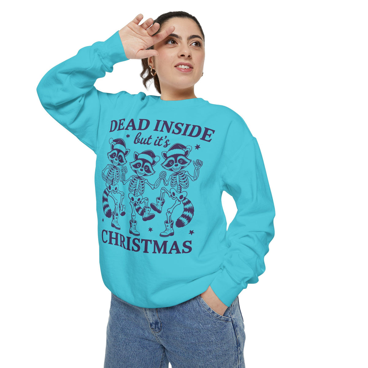 Shop Dead Inside Christmas Raccoon Skeleton Sweatshirt Casual Wear, a darkly festive layer for cozy holiday style, gifting, and winter comfort. Find your new favorite festive graphic: the Dead Inside Christmas Raccoon Skeleton Sweatshirt, made for merry misfits and winter days. Celebrate the season with the Dead Inside Christmas Raccoon Skeleton Sweatshirt—perfect for fans of spooky humor and cozy holiday looks.