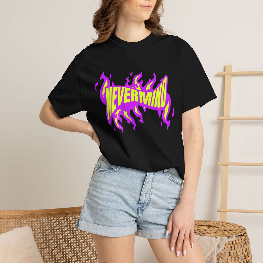 Never Mind Flames Typography Lettering T-Shirt Casual Wear Shop the Never Mind Flames Typography Lettering T-Shirt Casual Wear, featuring bold flame-inspired graphics and an easy everyday fit. Elevate your look with the Never Mind Flames Typography Lettering T-Shirt Casual Wear, a bold graphic tee for standout street style. Never Mind Flames Typography Lettering T-Shirt Casual Wear, blending fiery graphics with relaxed comfort for casual outfits and everyday streetwear.