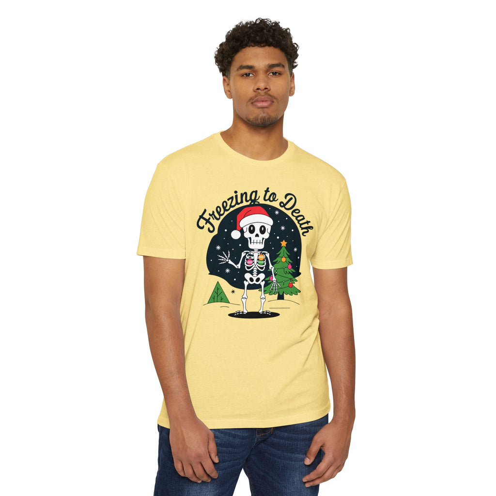 Freezing to Death Skeleton Christmas T-Shirt Casual Wear Add the Freezing to Death Skeleton Christmas T-Shirt Casual Wear to your wardrobe for a spooky, comfortable twist on holiday casual style. Shop Freezing to Death Skeleton Christmas T-Shirt Casual Wear for a darkly festive look, cozy comfort, and standout seasonal style. Buy Freezing to Death Skeleton Christmas T-Shirt Casual Wear, a bold holiday graphic tee for relaxed outfits and eerie festive fun.