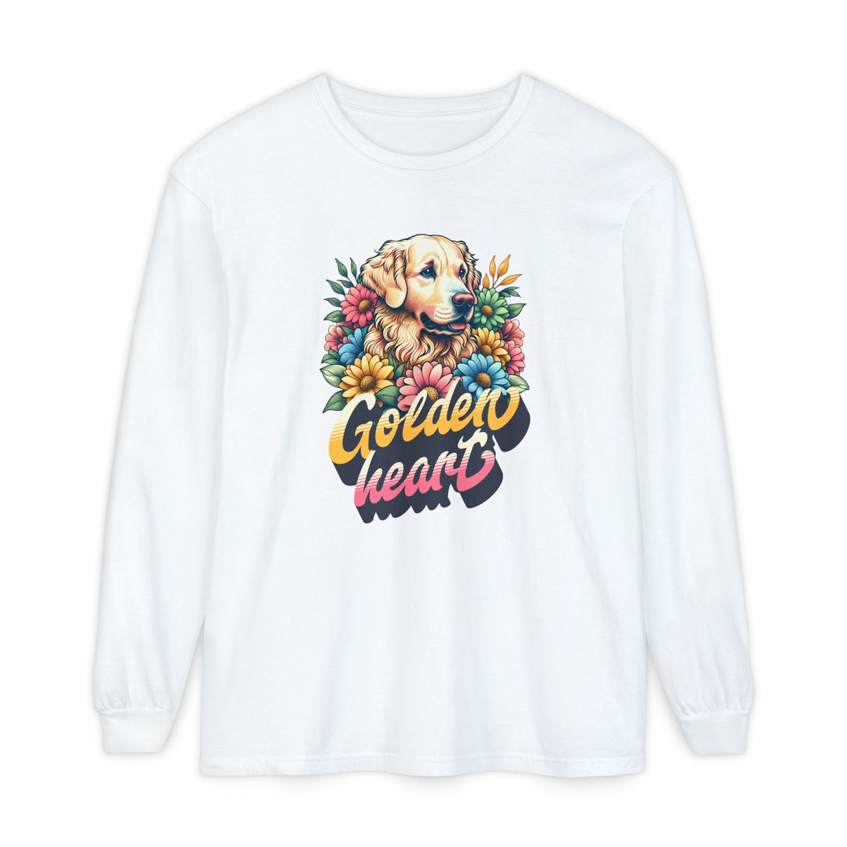 Cute Golden Retriever Dog in Flowers Long Sleeve Shirt for Casual Wear Celebrate your love of pups with the Cute Golden Retriever Dog in Flowers Long Sleeve Shirt, made for bright, casual outfits. Shop Cute Golden Retriever Dog in Flowers Long Sleeve Shirt, featuring a cheerful floral design for dog lovers and everyday comfort. Buy Cute Golden Retriever Dog in Flowers Long Sleeve Shirt—a cozy, charming choice for retriever fans who love floral style.