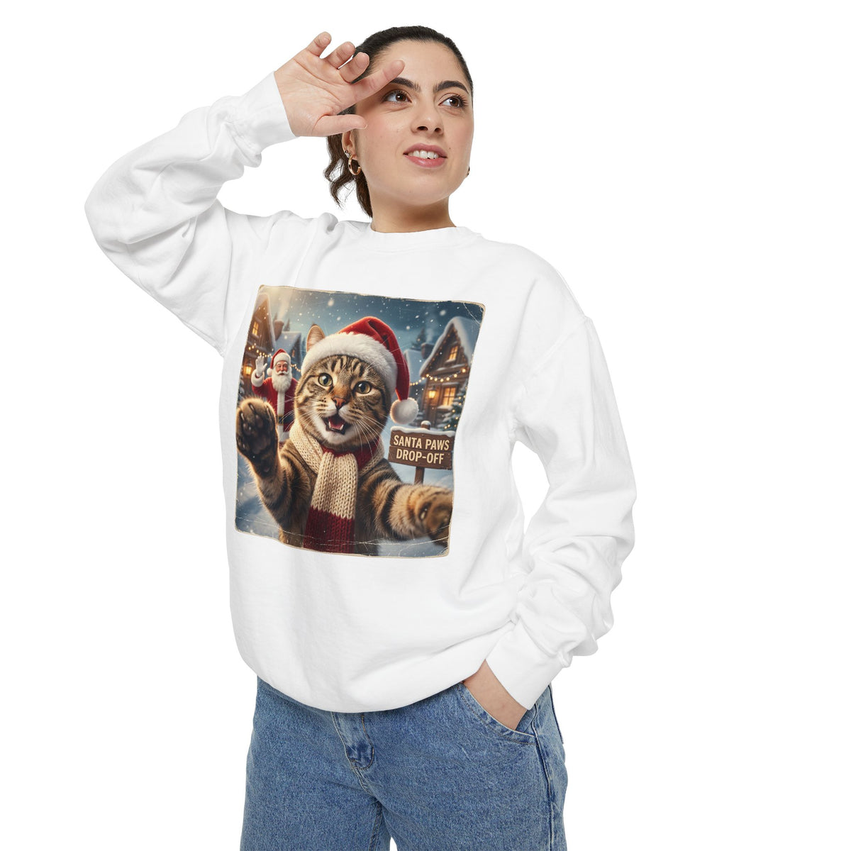 Shop Funny Festive Santa Cat Christmas Sweatshirt for Casual Outfits, a cozy, playful pick for holiday parties, lounging, and seasonal style. Add feline festive flair with the Festive Santa Cat Christmas Sweatshirt for Casual Outfits, perfect for cozy winter looks and holiday fun. Buy Festive Santa Cat Christmas Sweatshirt for Casual Outfits—soft, cheerful holiday wear made for gift giving and everyday comfort.