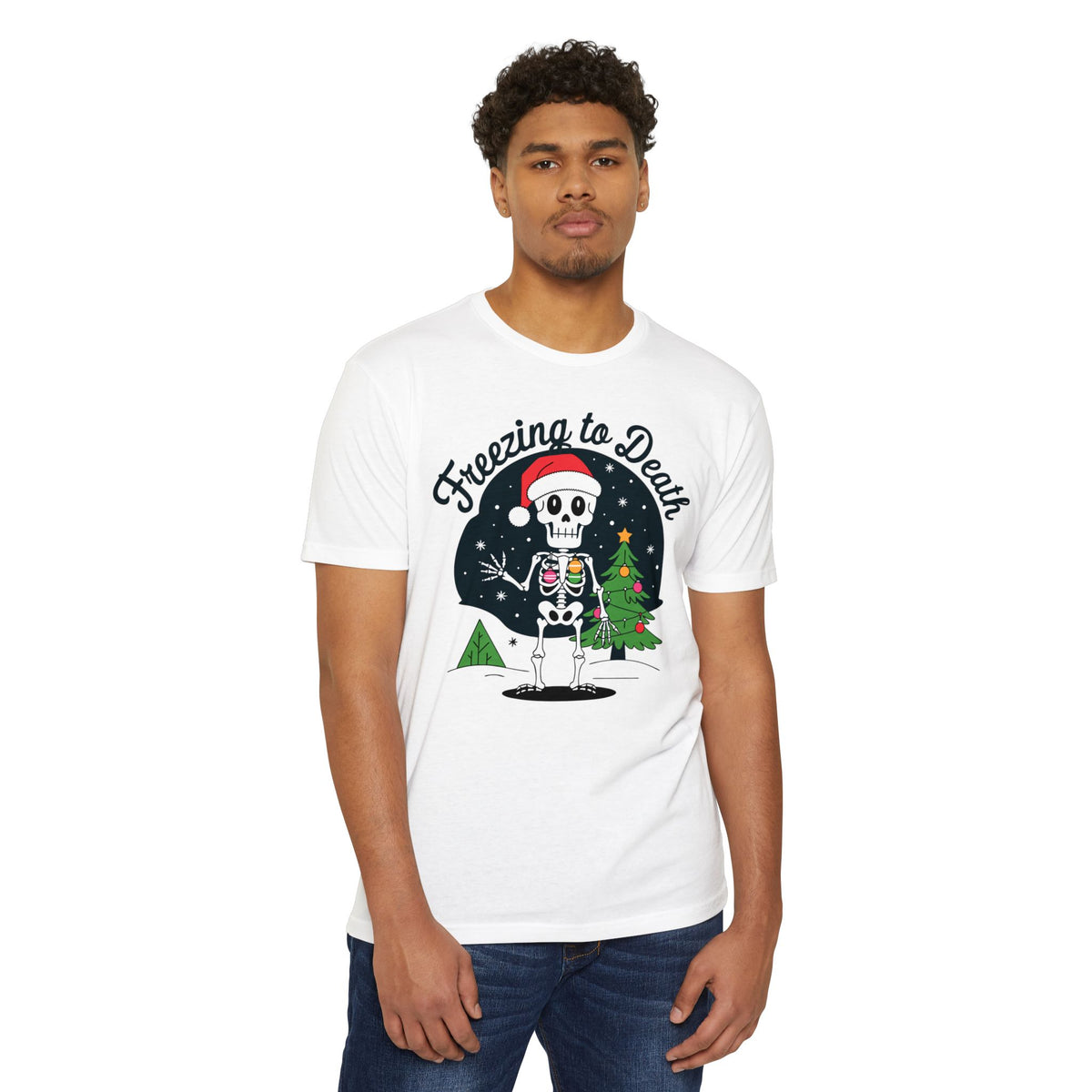 Freezing to Death Skeleton Christmas T-Shirt Casual Wear Add the Freezing to Death Skeleton Christmas T-Shirt Casual Wear to your wardrobe for a spooky, comfortable twist on holiday casual style. Shop Freezing to Death Skeleton Christmas T-Shirt Casual Wear for a darkly festive look, cozy comfort, and standout seasonal style. Buy Freezing to Death Skeleton Christmas T-Shirt Casual Wear, a bold holiday graphic tee for relaxed outfits and eerie festive fun.
