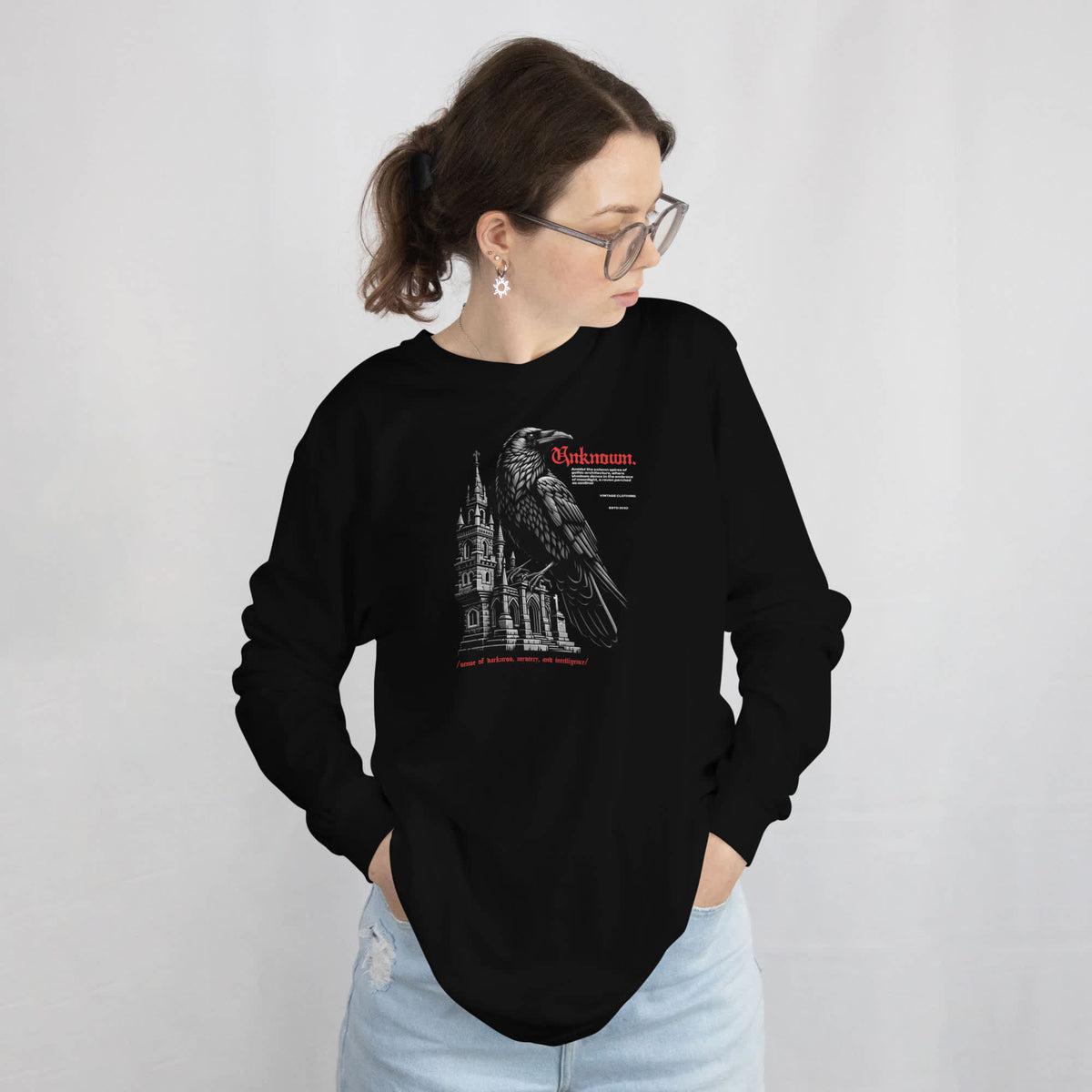 Gothic Raven Gotham Cathedral Long Sleeve Shirt for Casual Wear Shop the Gothic Raven Gotham Cathedral Long Sleeve Shirt, featuring dark cathedral-inspired style for bold everyday and alternative looks. Elevate your wardrobe with the Gothic Raven Gotham Cathedral Long Sleeve Shirt, blending raven imagery, gothic detail, and versatile style. Buy Gothic Raven Gotham Cathedral Long Sleeve Shirt—a striking layer for fans of dark art, gothic fashion, and standout comfort.