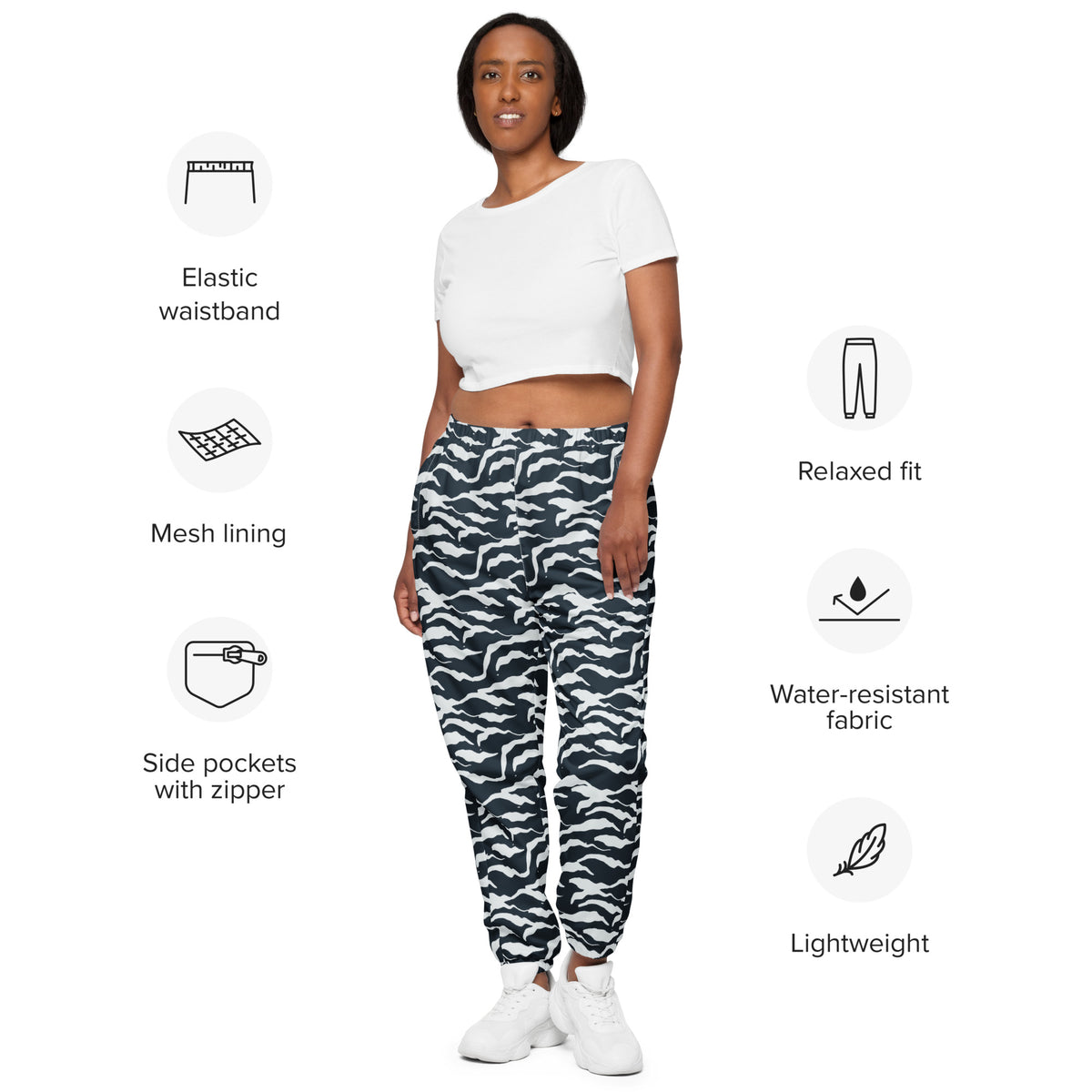 Shop Wavy Organic Camo Stripes Unisex Track Pants Casual Wear for a standout look, soft organic fabric, and relaxed comfort from street to sofa. Upgrade your casual wardrobe with Wavy Organic Camo Stripes Unisex Track Pants—designed for versatile style and all-day comfort. Buy Wavy Organic Camo Stripes Unisex Track Pants, blending bold style, organic comfort, and an easy fit for everyday movement.