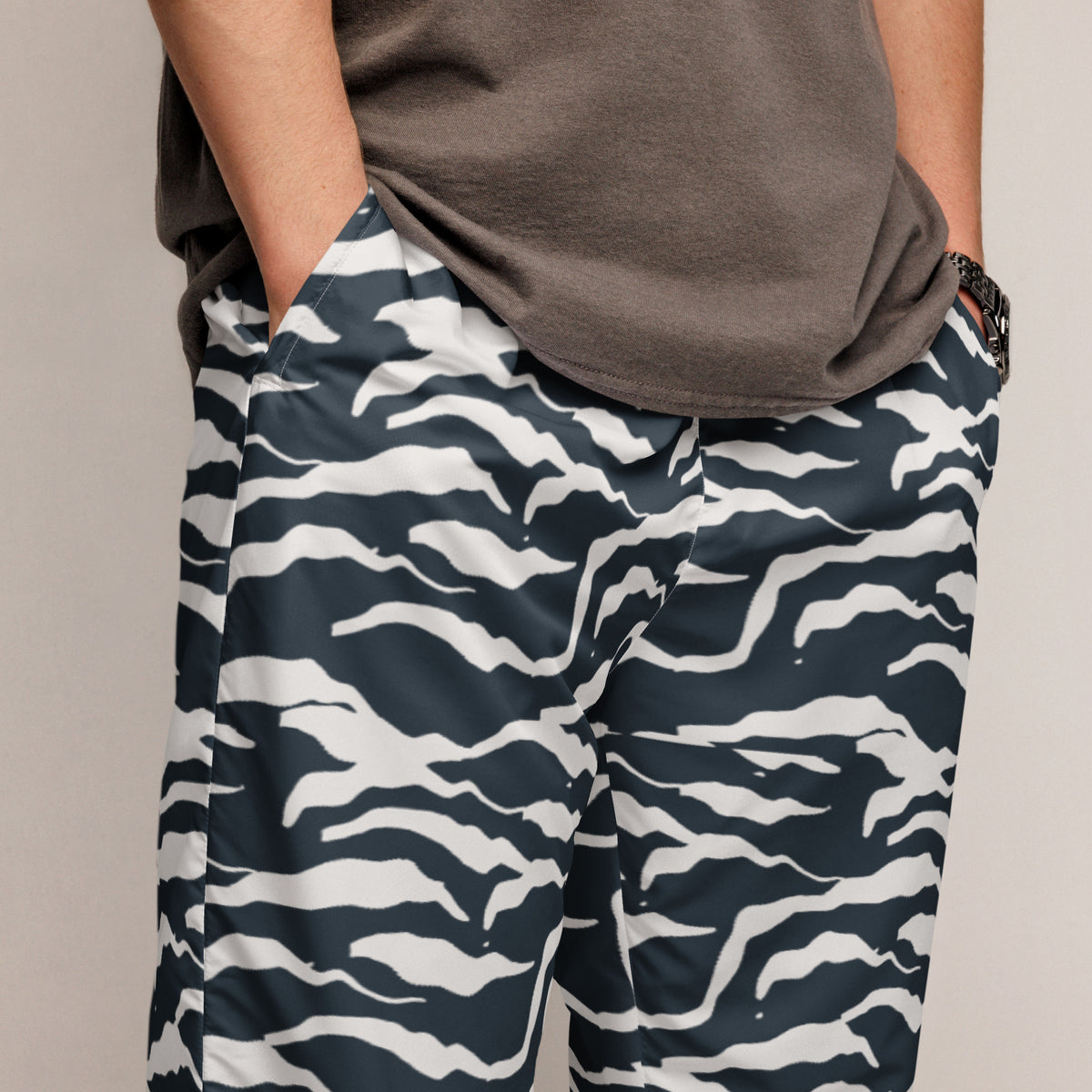 Shop Wavy Organic Camo Stripes Unisex Track Pants Casual Wear for a standout look, soft organic fabric, and relaxed comfort from street to sofa. Upgrade your casual wardrobe with Wavy Organic Camo Stripes Unisex Track Pants—designed for versatile style and all-day comfort. Buy Wavy Organic Camo Stripes Unisex Track Pants, blending bold style, organic comfort, and an easy fit for everyday movement.