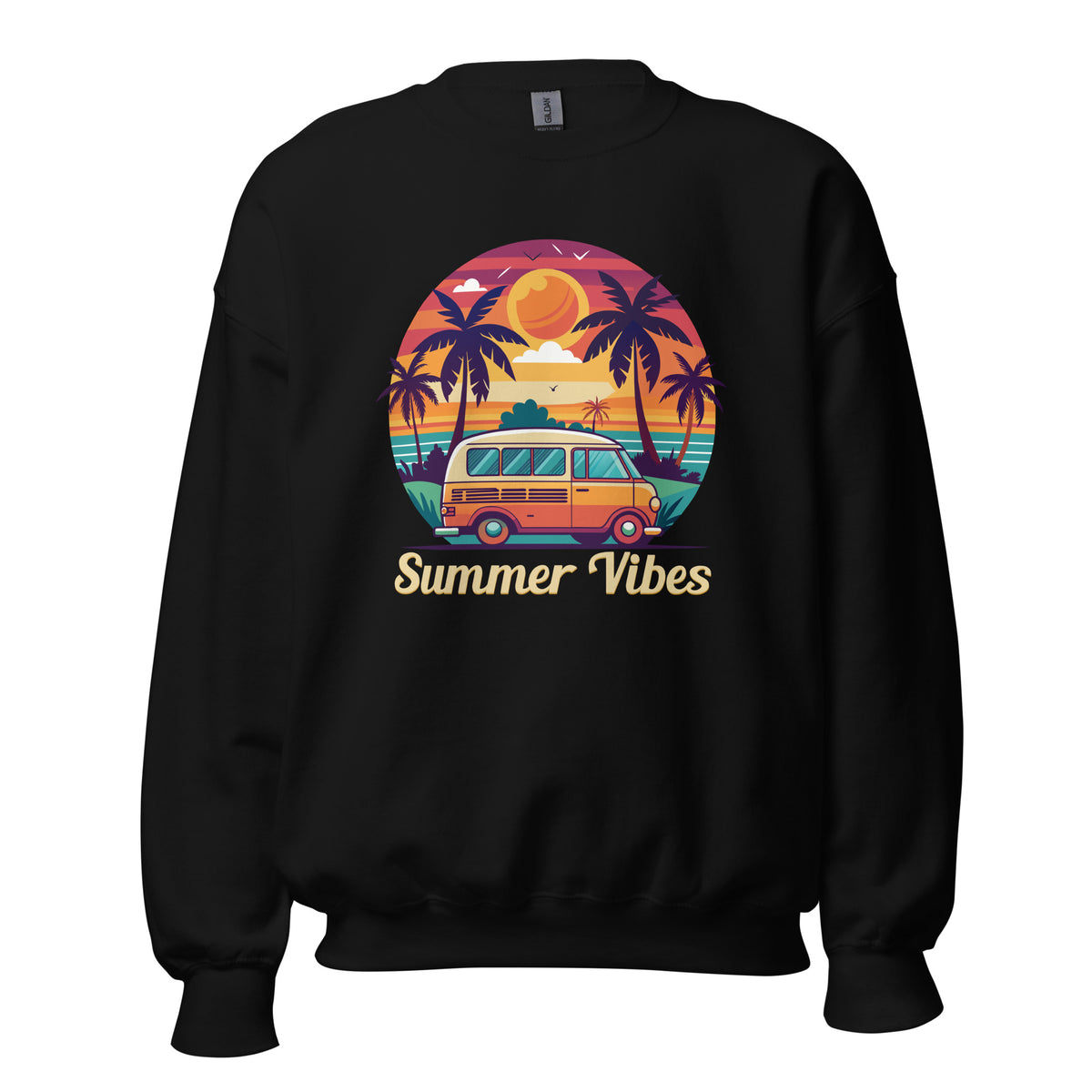 Refresh your wardrobe with the Summer Vibes Sunset Van Crewneck Sweatshirt for Casual Wear, perfect for relaxed outings and sunset strolls.