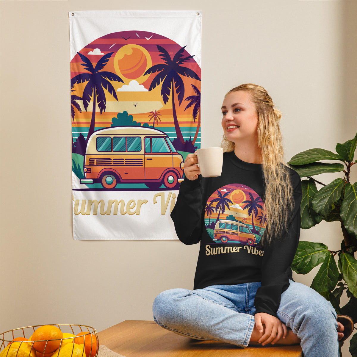 Embrace laid-back style with the Summer Vibes Sunset Van Crewneck Sweatshirt for Casual Wear—soft, colorful, and perfect for cool evenings.
