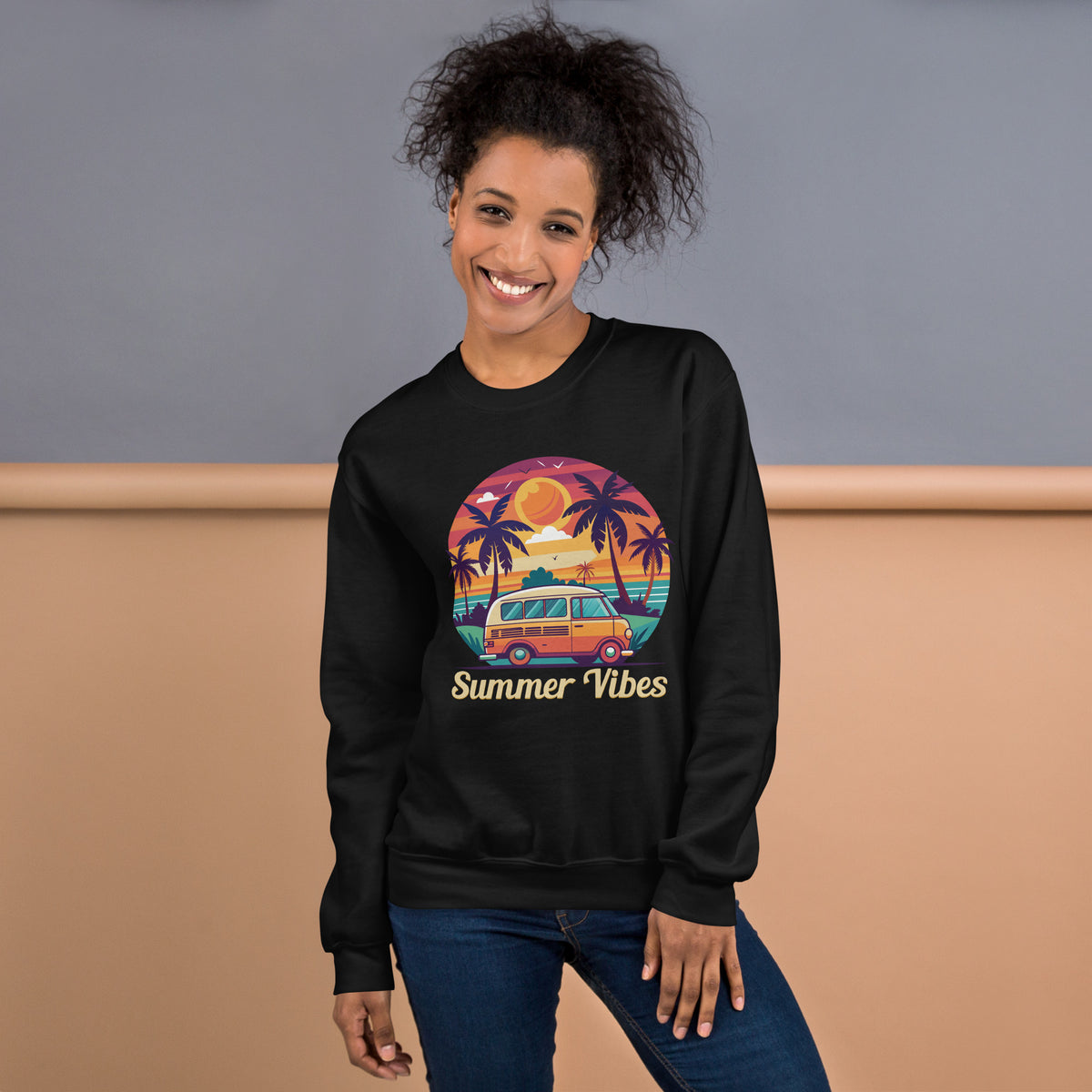 Shop the Summer Vibes Sunset Van Crewneck Sweatshirt for Casual Wear, a cozy retro-inspired layer for beach nights, weekends, and everyday comfort.
