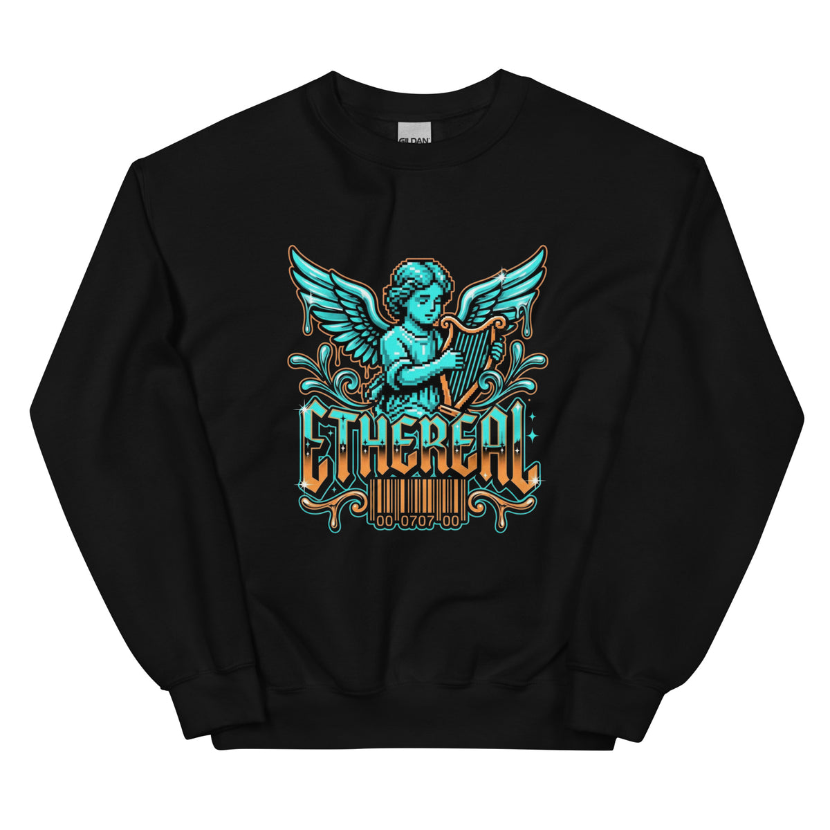 Best Pixelated Angel Playing Harp Dripping Sweatshirt Casual Wear